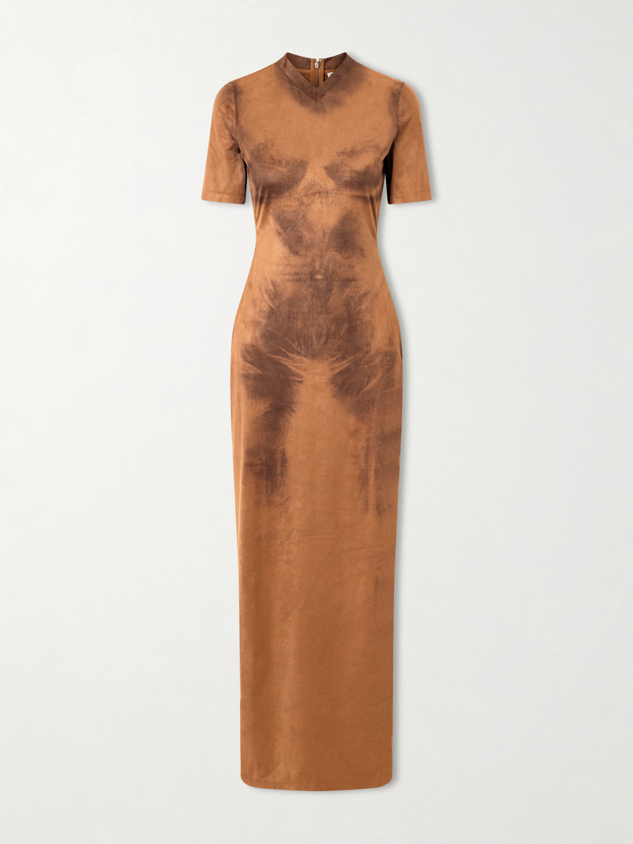 Acne Studios Dueda Printed Jersey Midi Dress In Brown