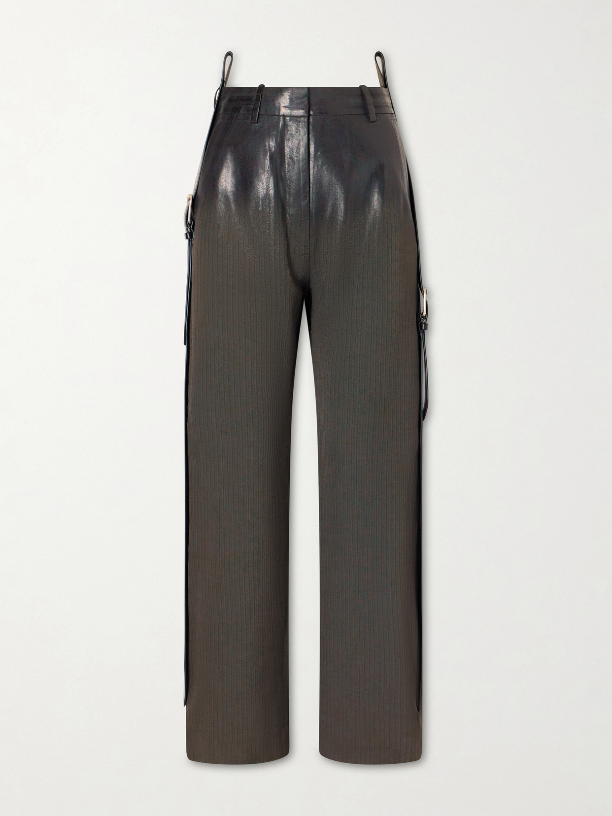 Acne Studios Puja Coated Herringbone Degradé Straight-leg Pants In Gray