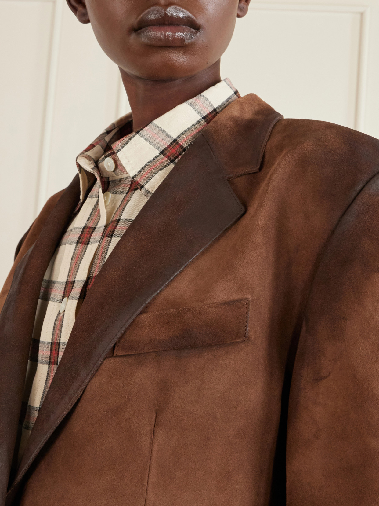 Acne Studios Distressed Suede Blazer In Brown