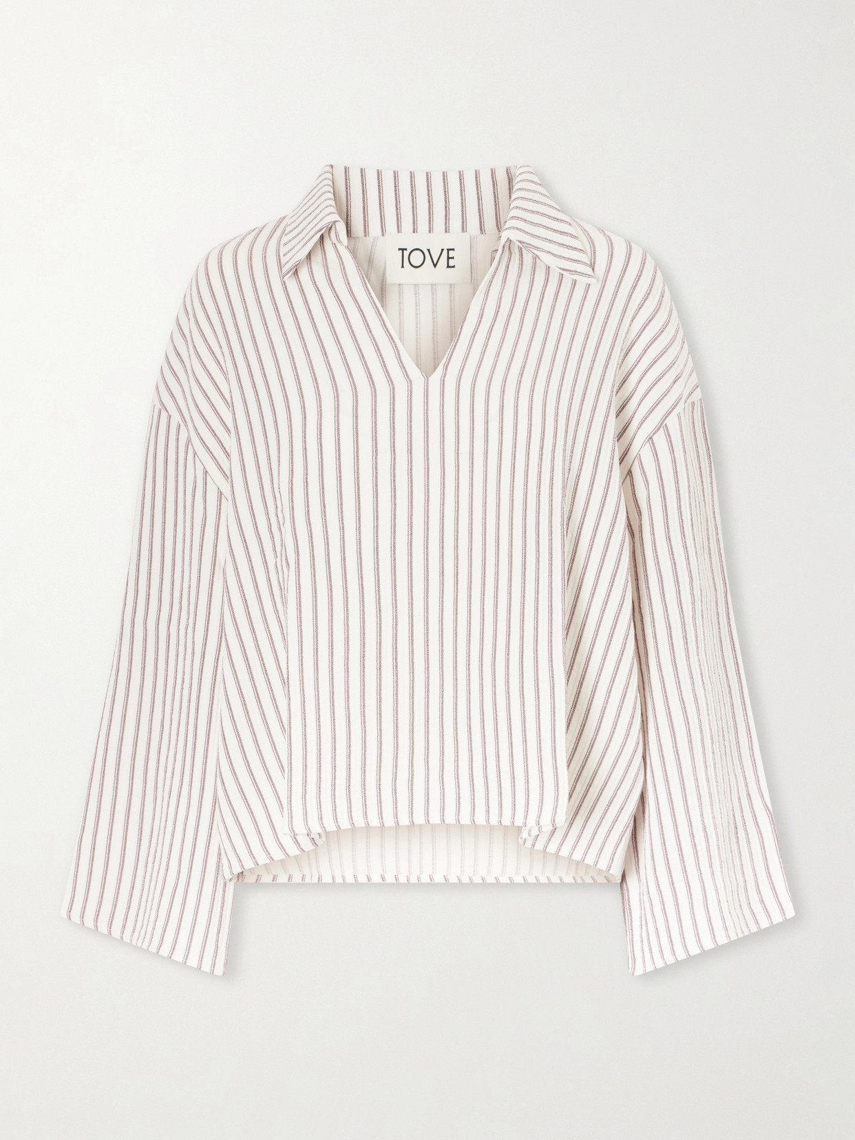 TOVE - Striped Seersucker Shirt - White