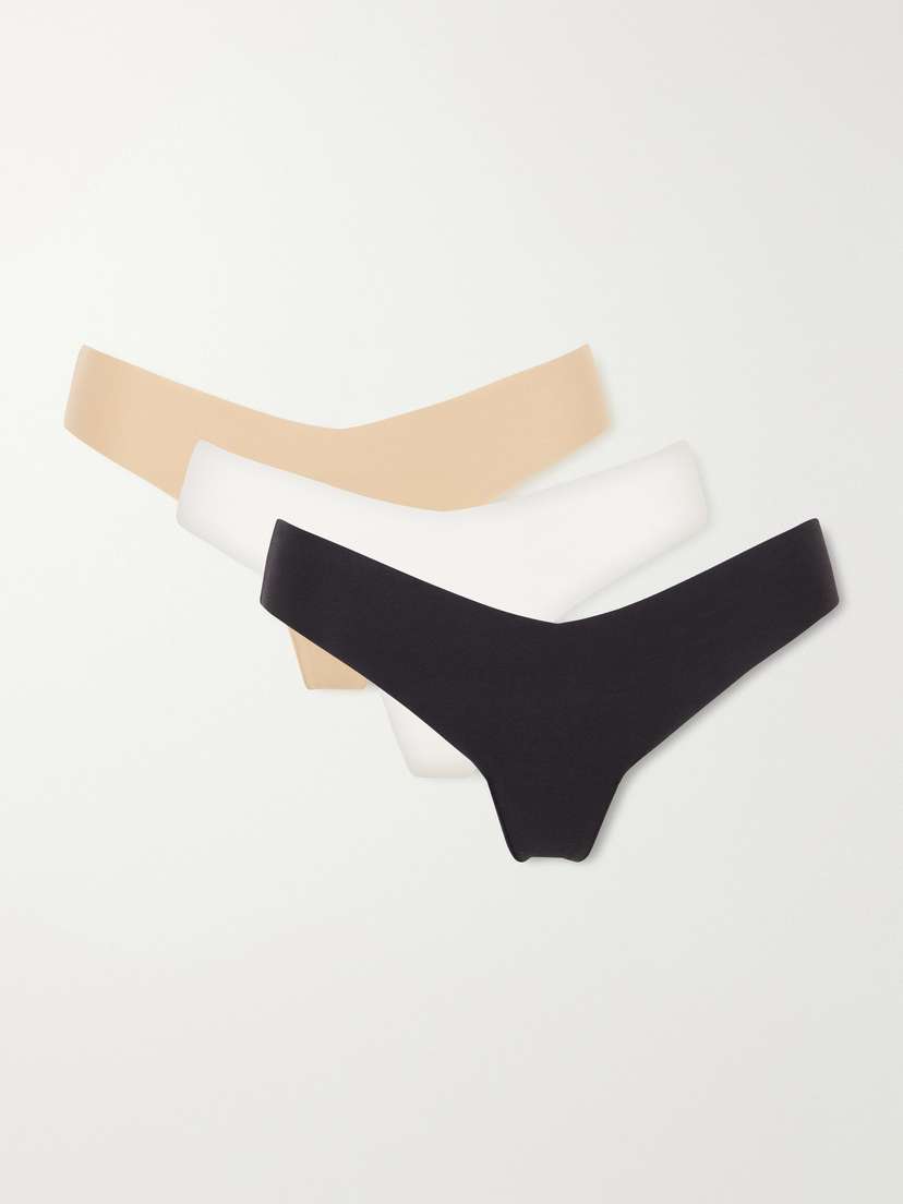 Commando Three-pack Cotton-blend Thongs