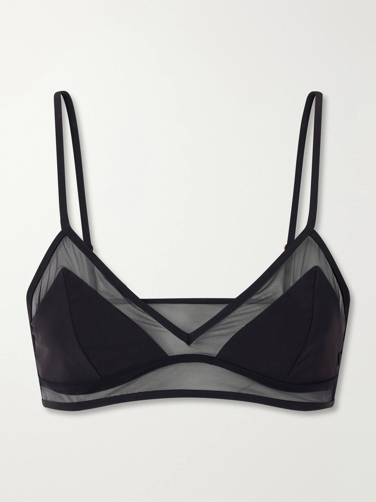 Kiki De Montparnasse Peep Show Mesh-trimmed Bikini Top In Black