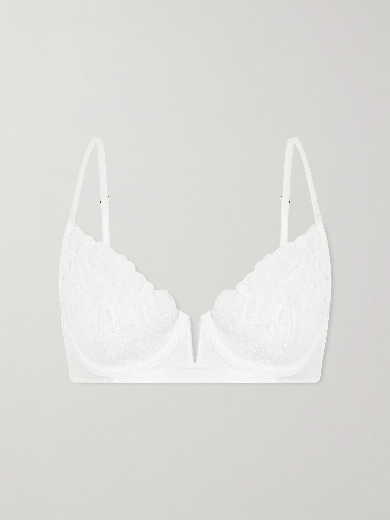 Kiki De Montparnasse Fleur Veloutes Embroidered Mesh Bra In White