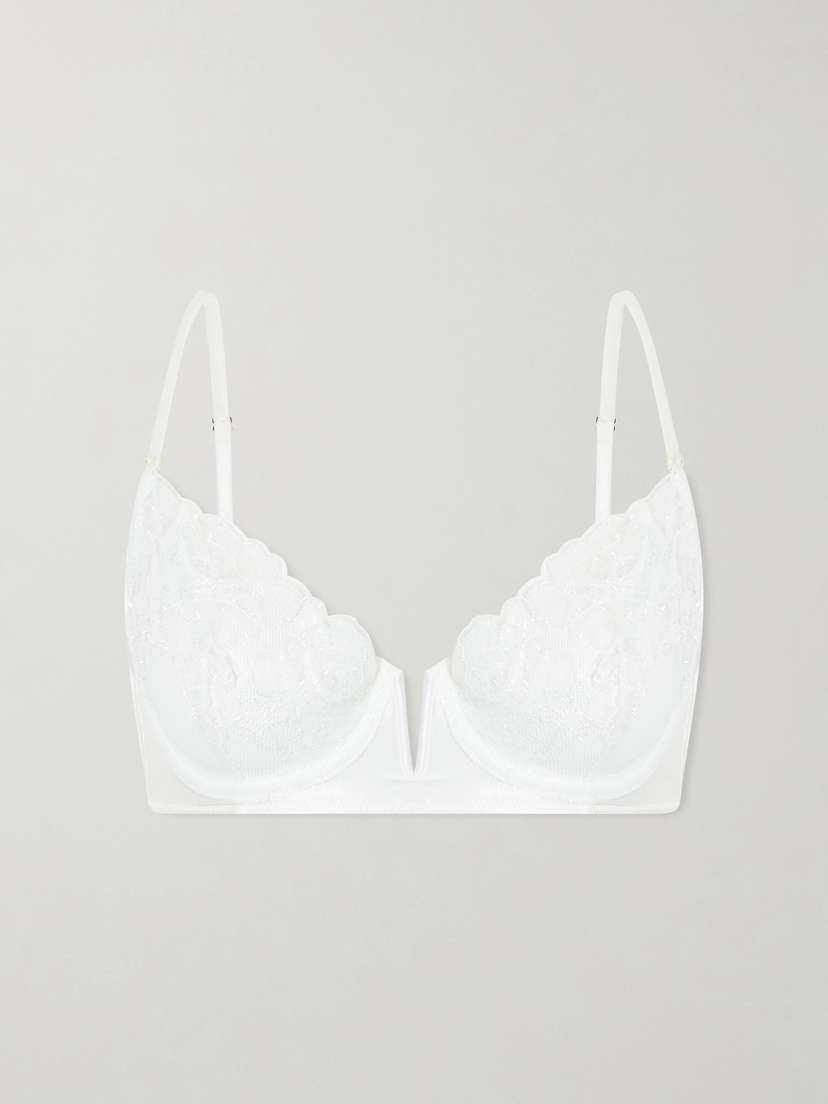 Kiki de Montparnasse Fleur Veloutes Embroidered Mesh Bra