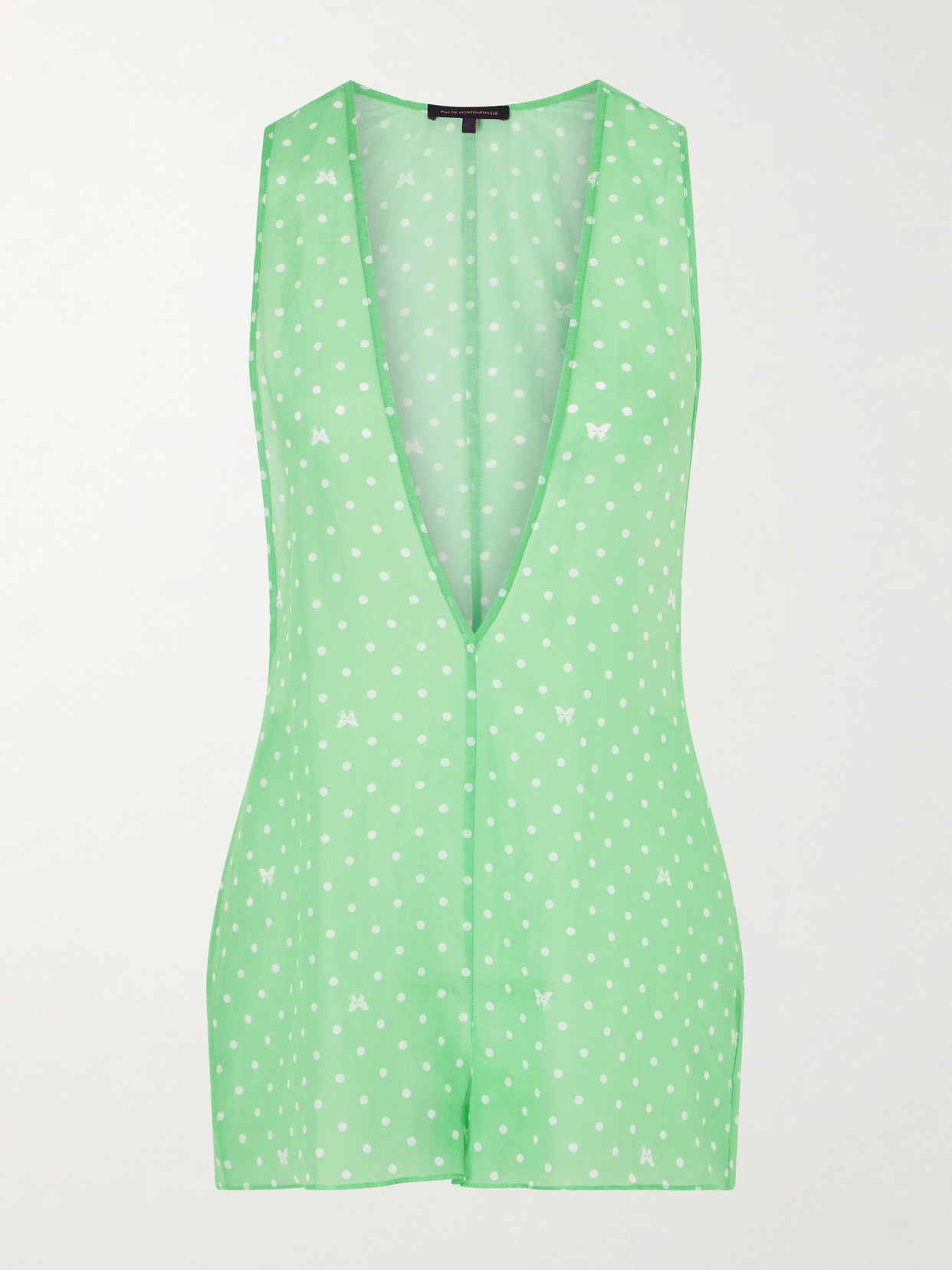 Kiki De Montparnasse Kiki Polka-dot Cotton And Silk-blend Coverup In Green