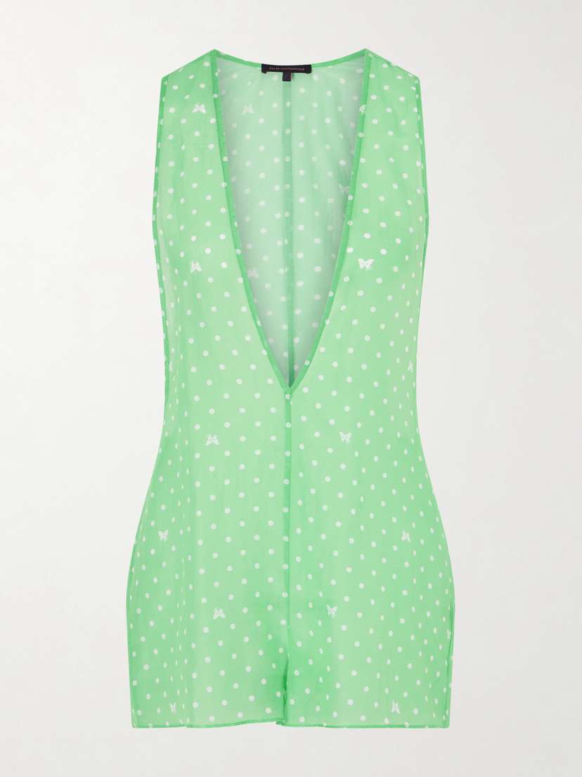 Kiki de Montparnasse Kiki Polka-dot Cotton And Silk-blend Coverup