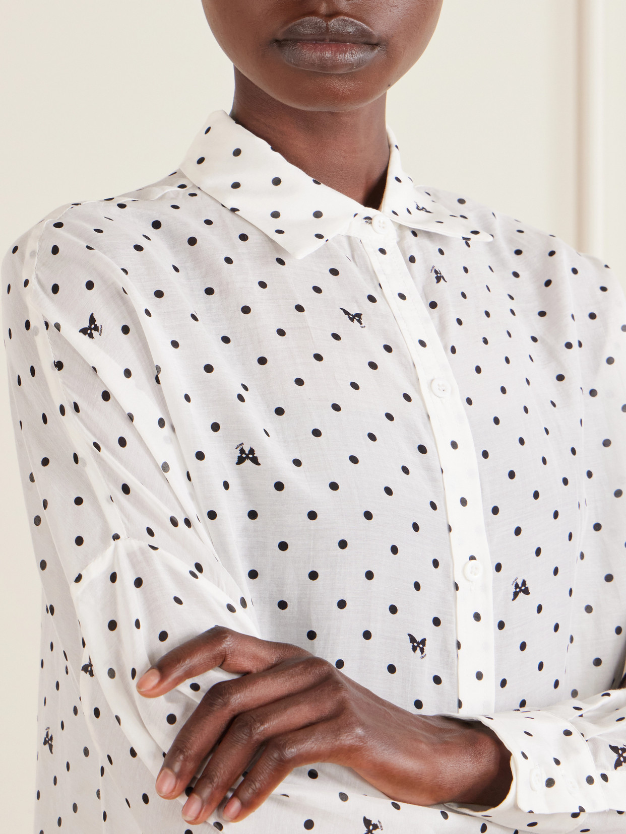 Kiki Polka-Dot Cotton And Silk-Blend Shirt