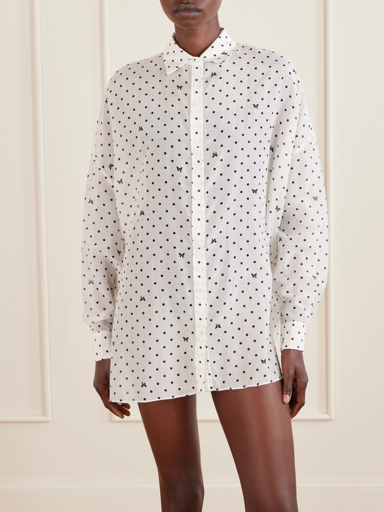 Kiki Polka-Dot Cotton And Silk-Blend Shirt
