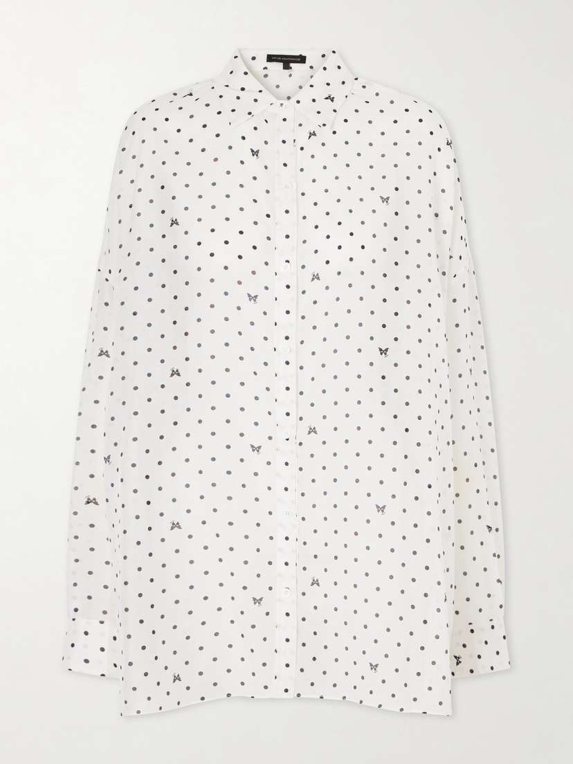 Kiki de Montparnasse Kiki Polka-dot Cotton And Silk-blend Shirt