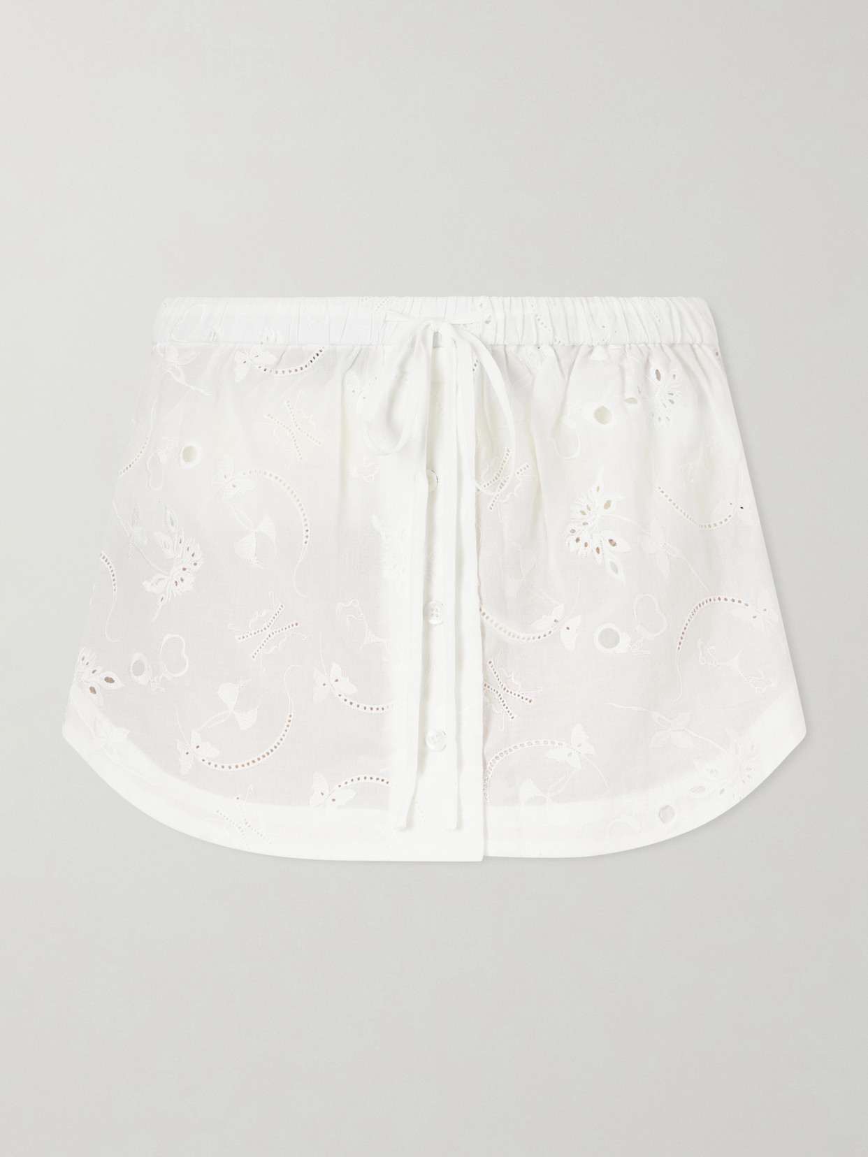Kiki De Montparnasse Simone Broderie Anglaise Cotton Mini Skirt In White