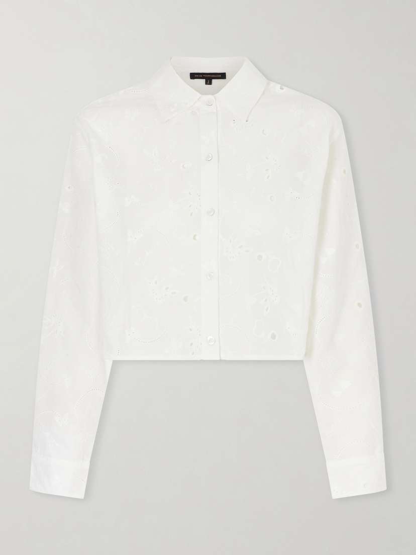Kiki de Montparnasse Simone Cropped Broderie Anglaise Cotton Shirt