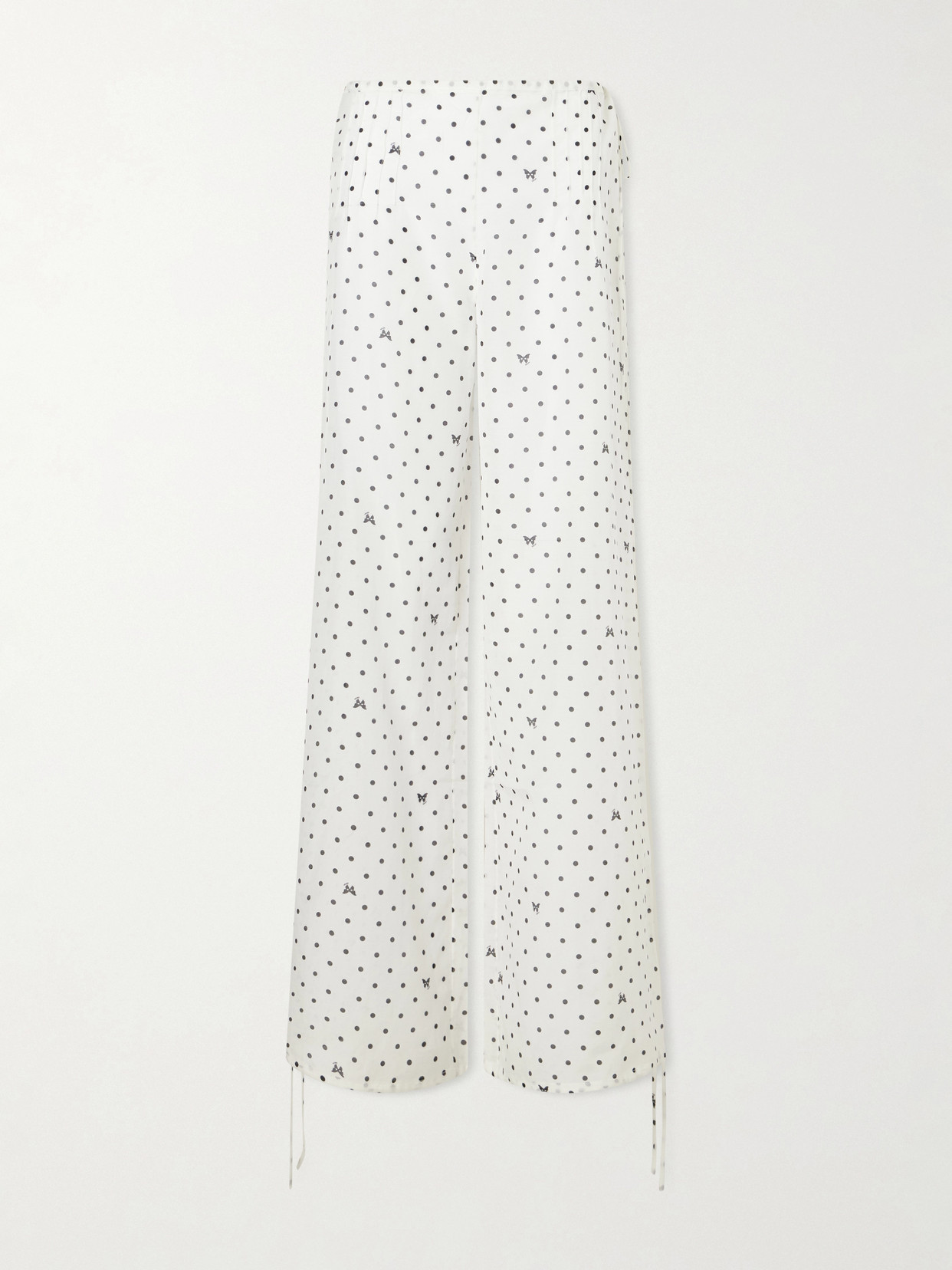 Kiki De Montparnasse Kiki Polka-dot Cotton And Silk-blend Wide-leg Pants In White