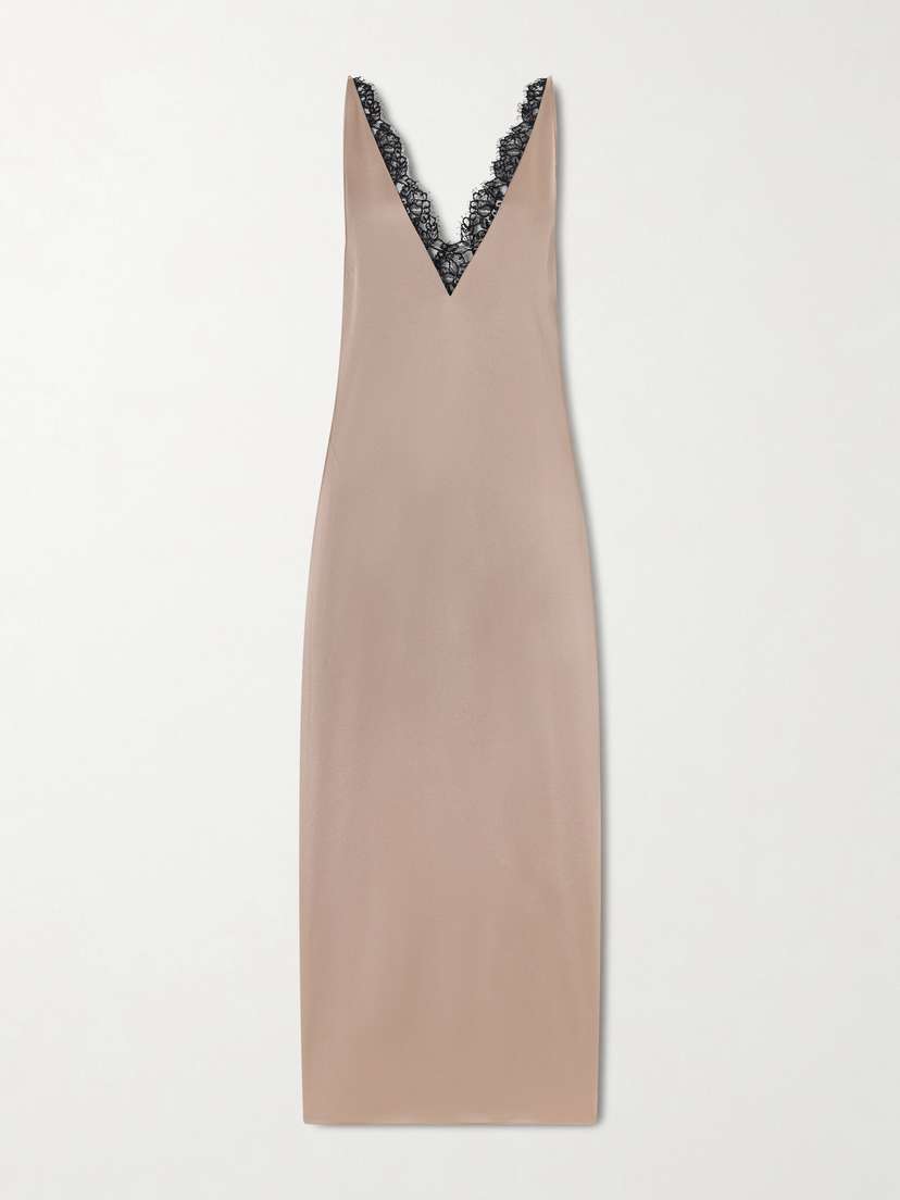 Stella McCartney Lace-trimmed Satin Midi Dress