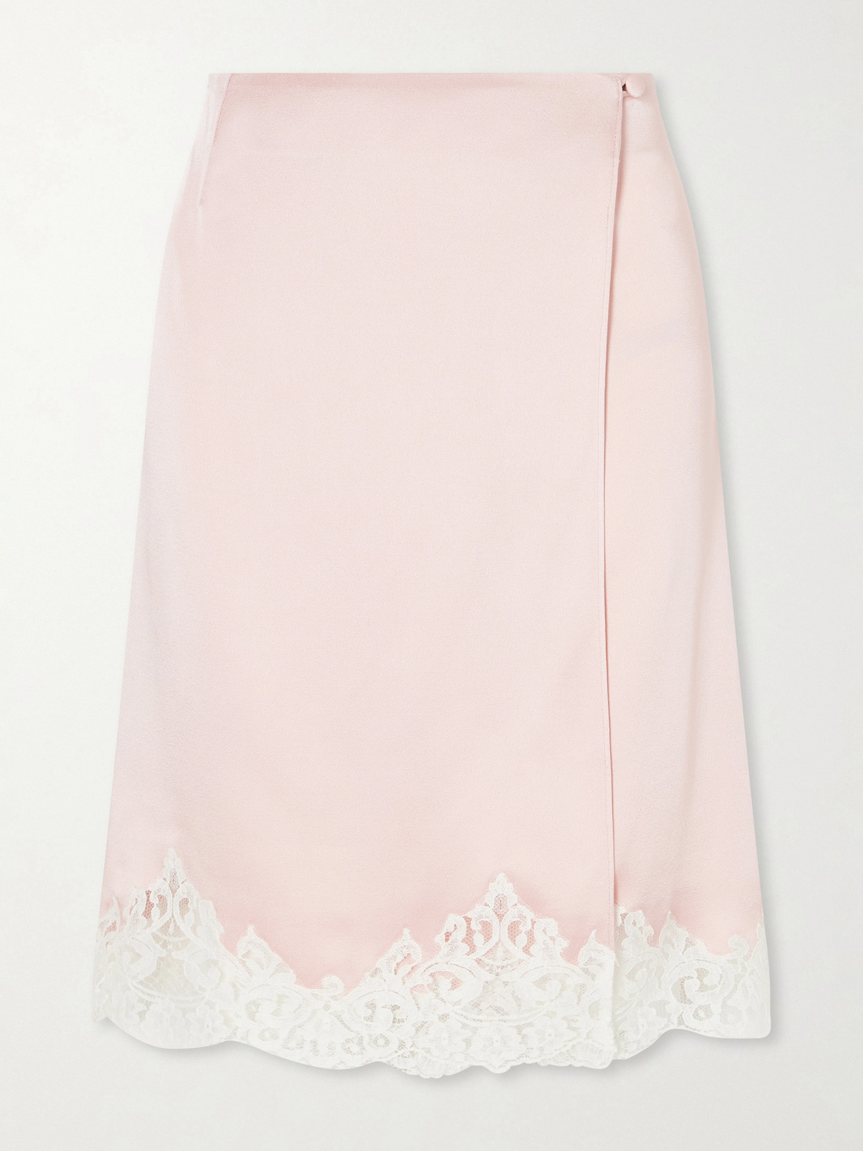 Stella Mccartney Lace-trimmed Satin Midi Skirt In Pink