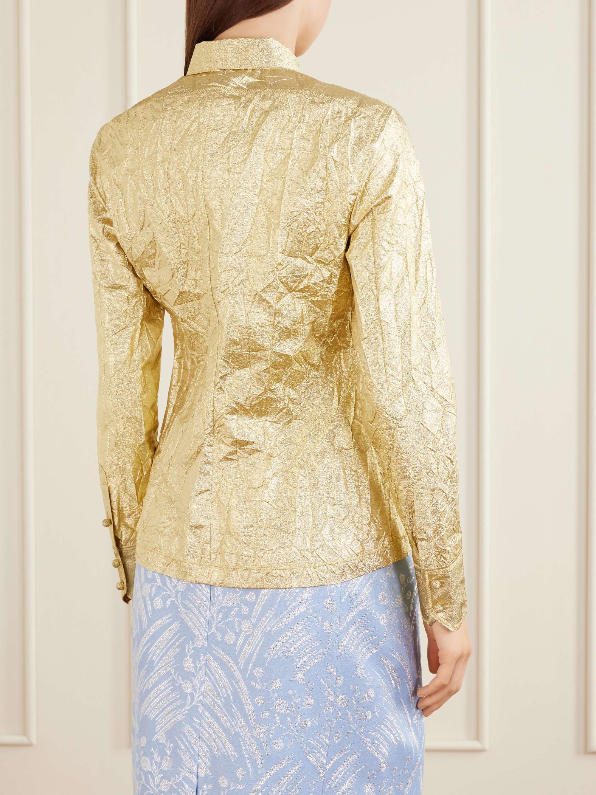 TORY BURCH Crinkled metallic silk-blend shirt | NET-A-PORTER