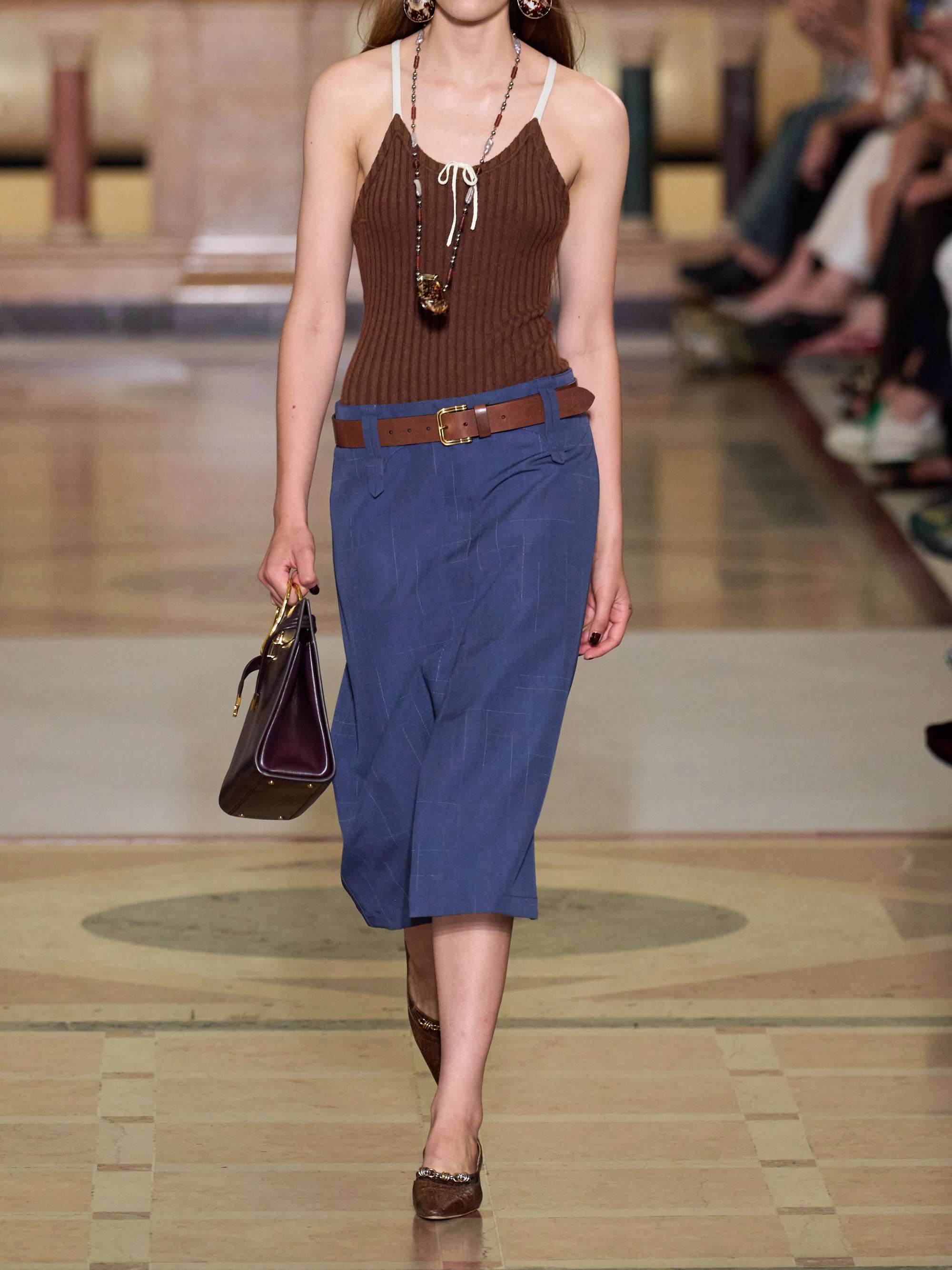 TORY BURCH Color-block ribbed-knit wool and cotton-blend bodysuit