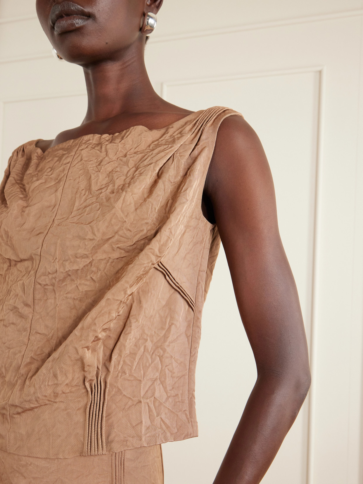 Crinkled-Satin Blouse