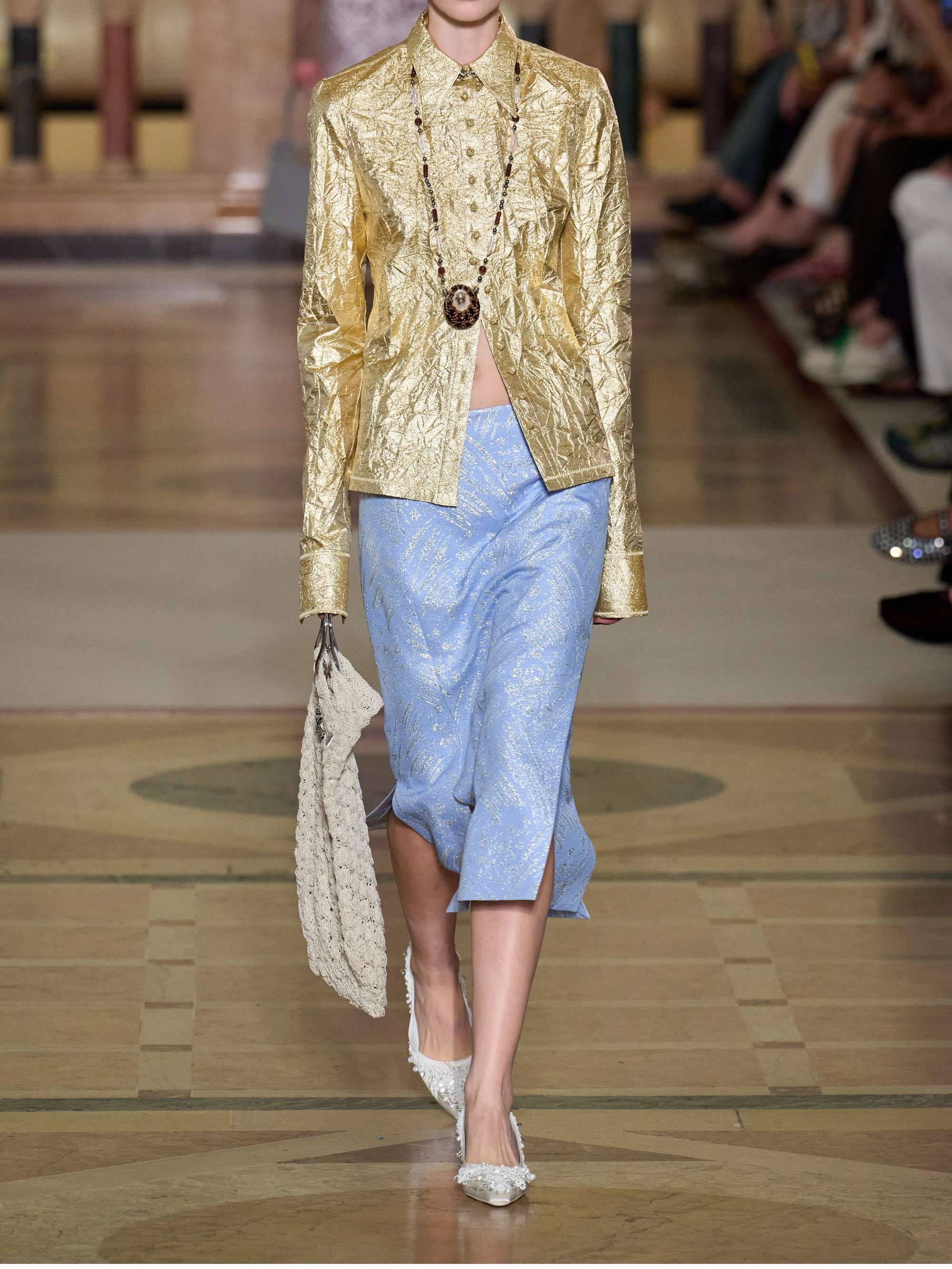 TORY BURCH Metallic jacquard-knit midi skirt | NET-A-PORTER
