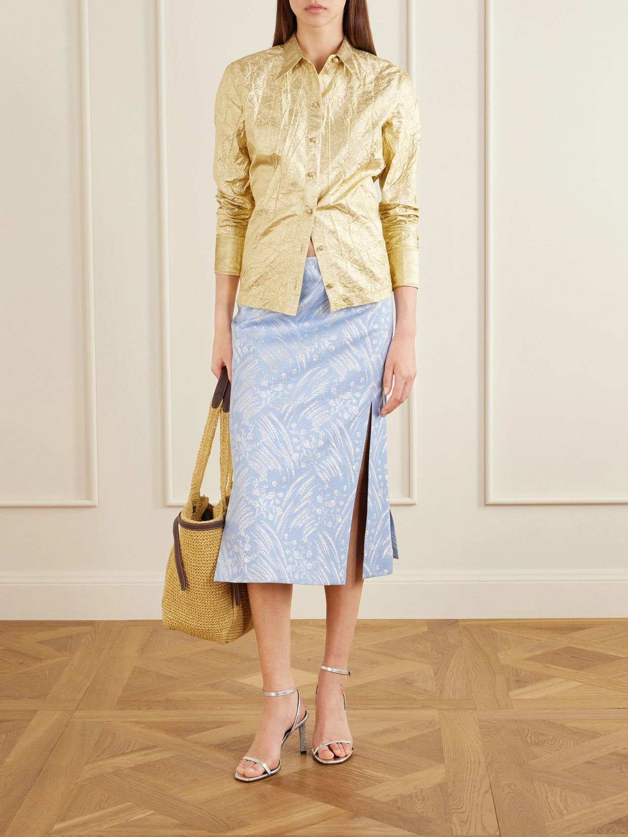 Metallic Jacquard-Knit Midi