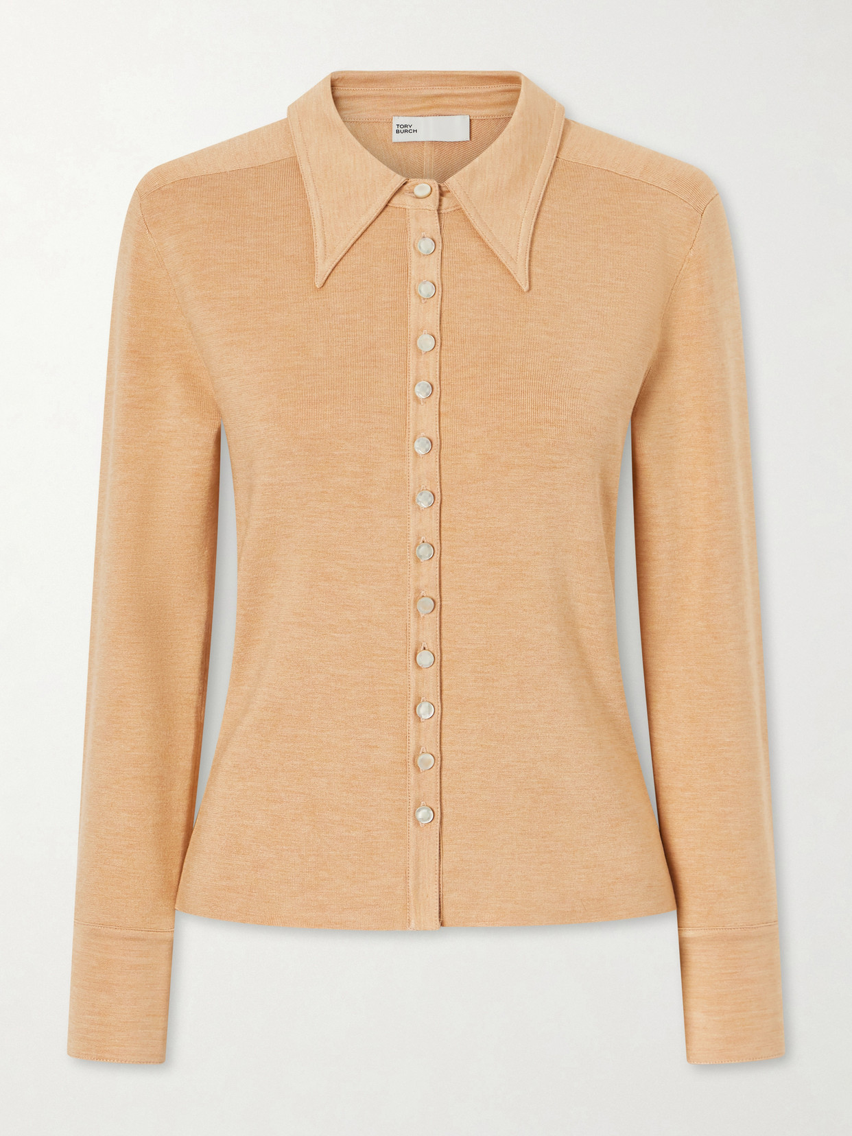 Tory Burch Silk-blend Polo Shirt In Neutral