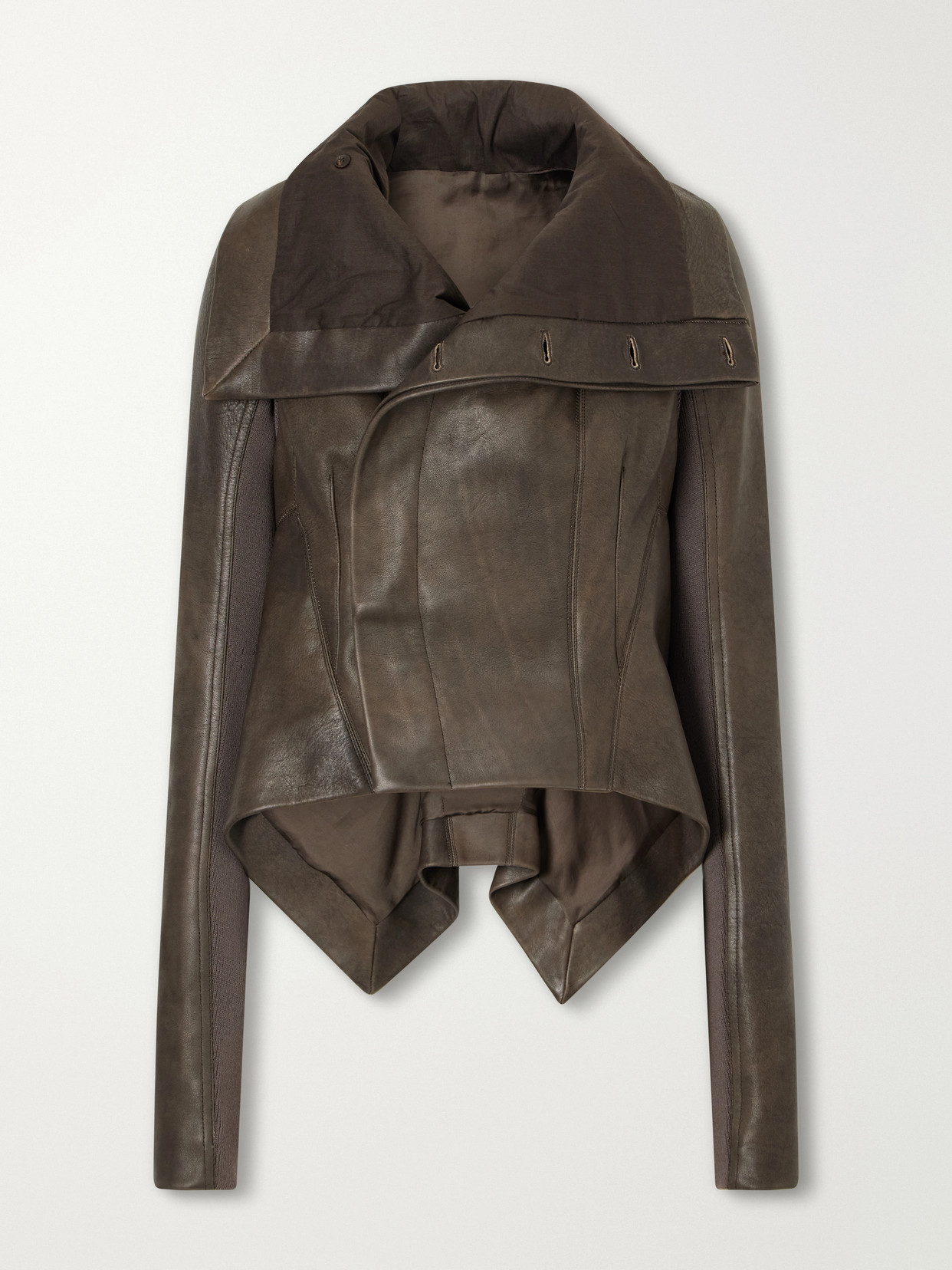 Rick Owens Naska Leather Biker Jacket In Black