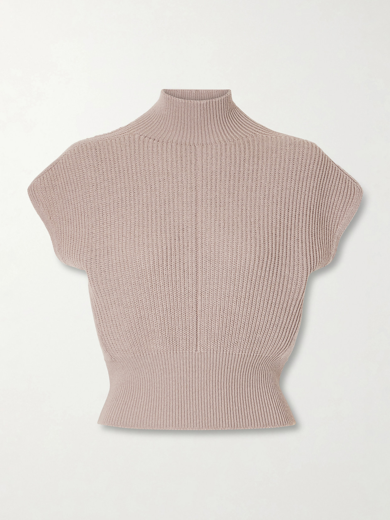 Rick Owens Ribbed Wool Turtleneck Top In Pink