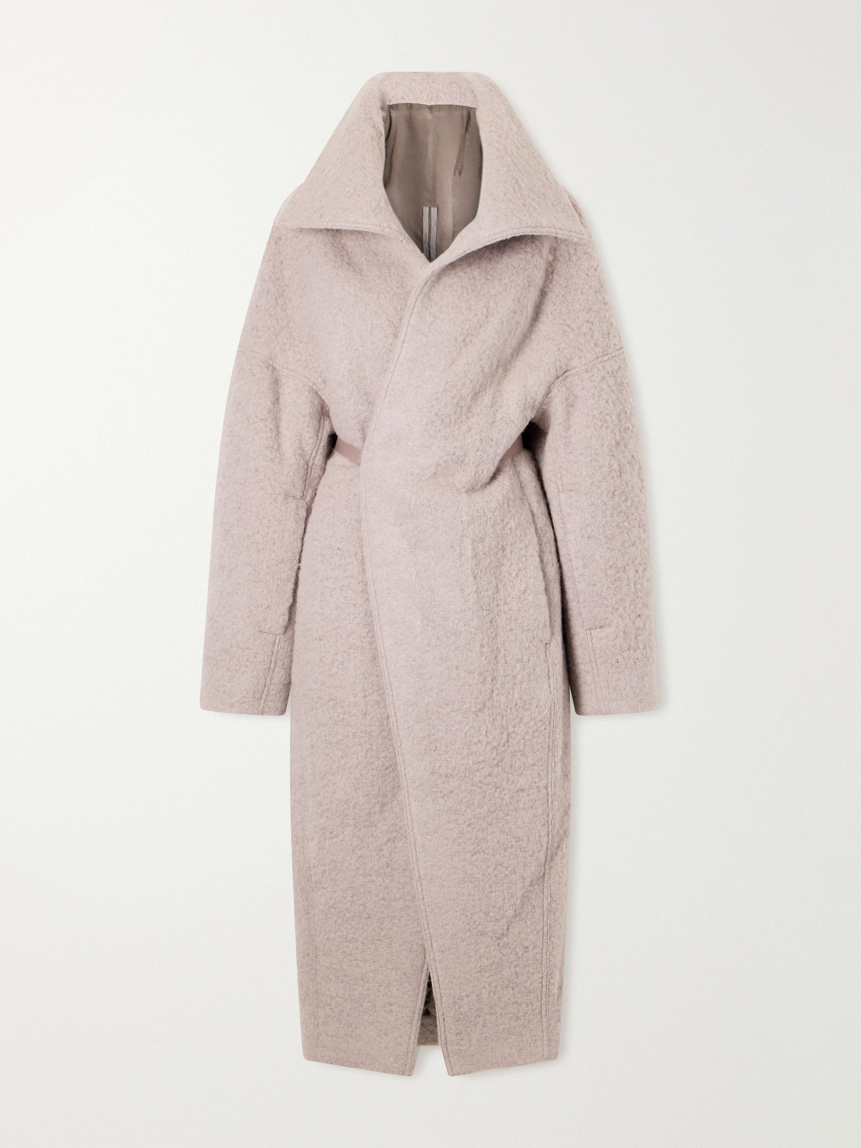 Rick Owens Dracucollar Belted Alpaca And Virgin Wool-blend Coat In Pink