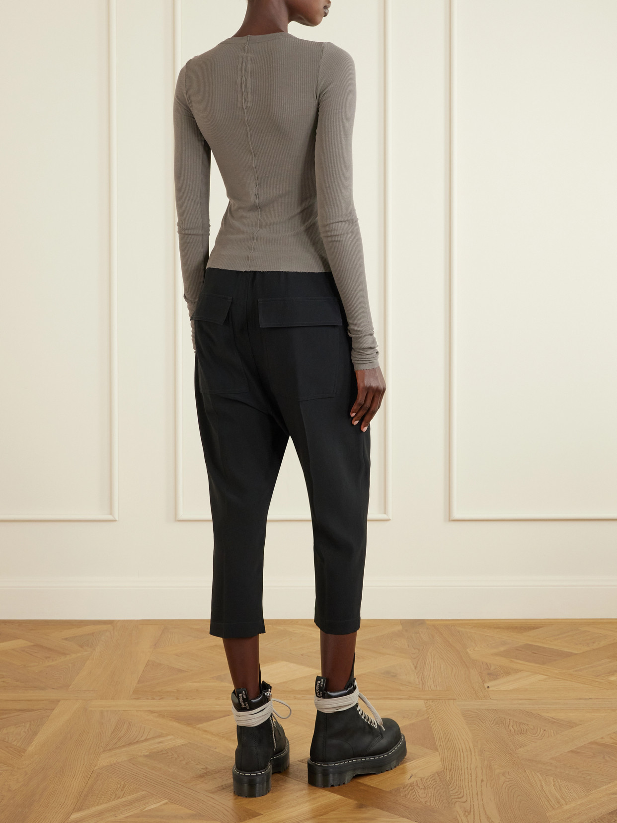 Frayed Ribbed Jersey T-Shirt