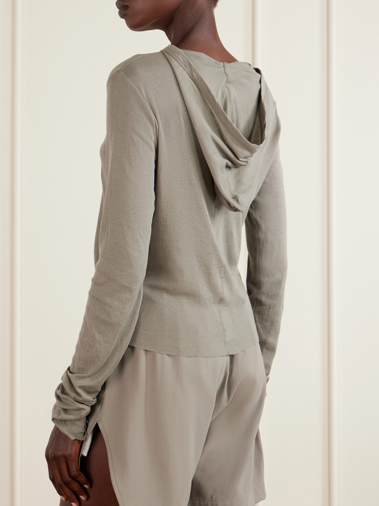 Cropped Cotton-Jersey Hooded T-Shirt
