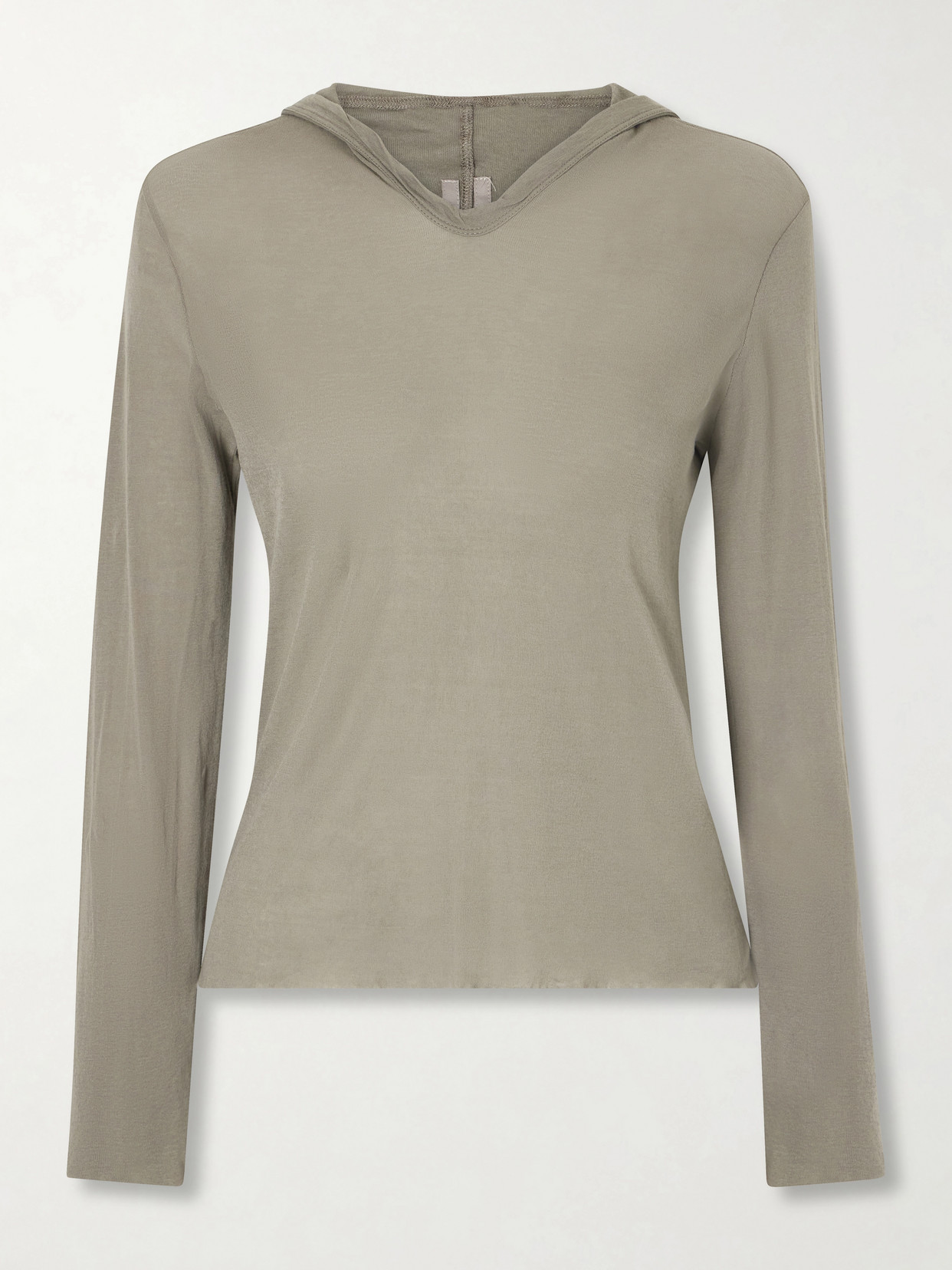 Rick Owens Cropped Cotton-jersey Hooded T-shirt In Green
