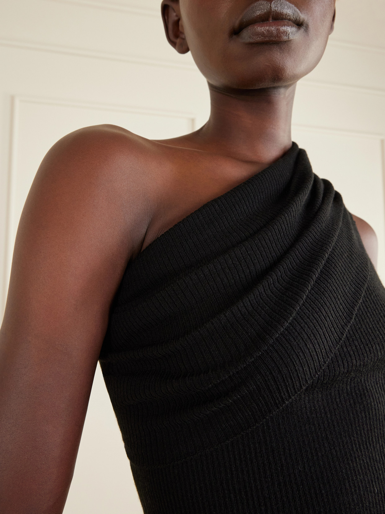 Athena One-Shoulder Ribbed-Knit Top