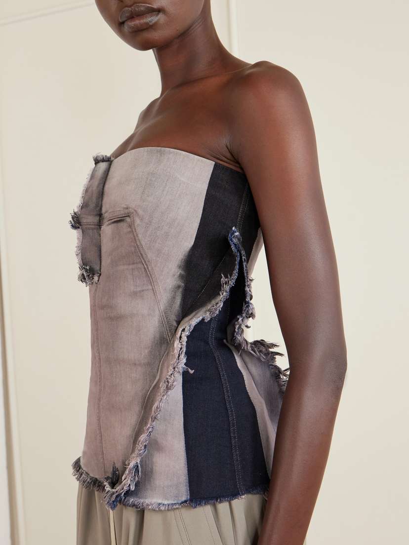 Rick Owens Frayed Denim Bustier Top | Thumbnail 4 Rick Owens Frayed Denim Bustier Top | Thumbnail 4