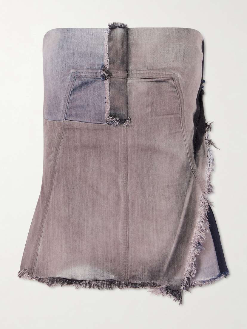 Rick Owens Frayed Denim Bustier Top - Women's Clothing