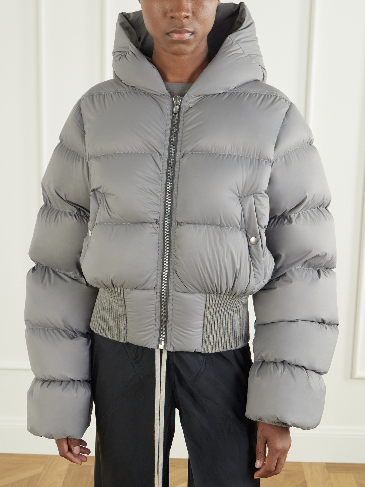 Cinched Hooded Cropped Jacket