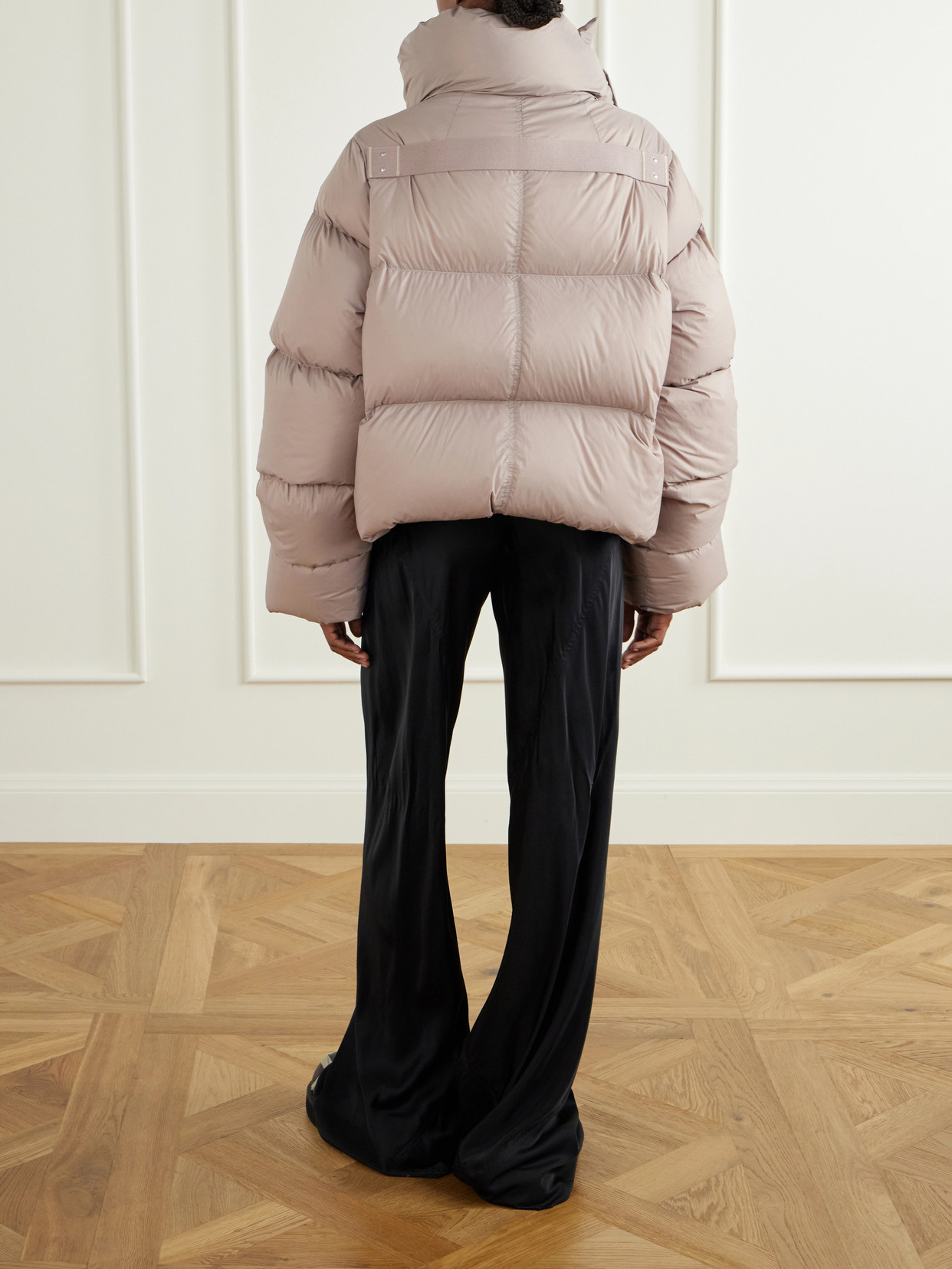Rick Owens Tower Cropped Shell Down Jacket In Brown