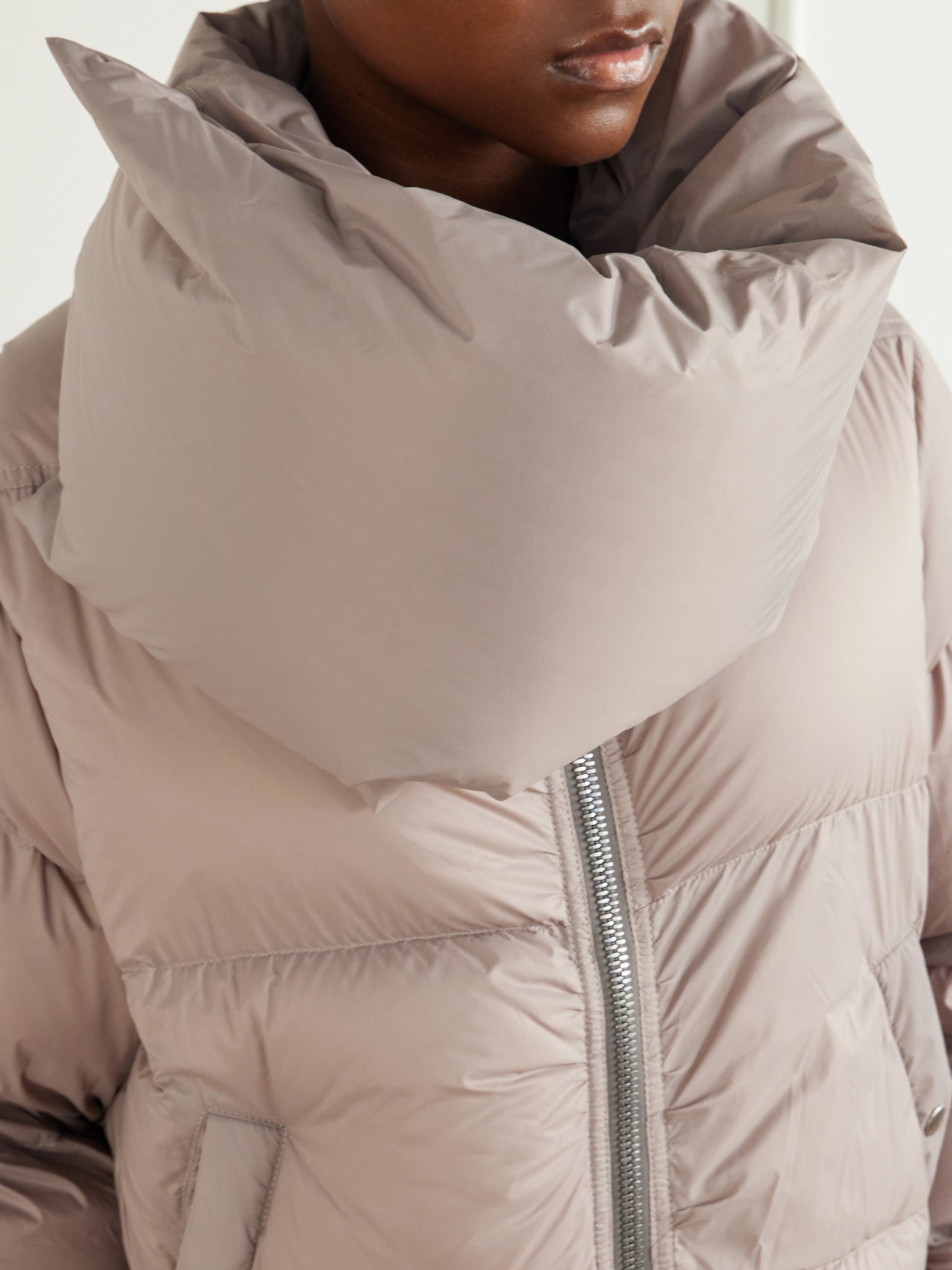 Rick Owens Tower Cropped Shell Down Jacket In Brown