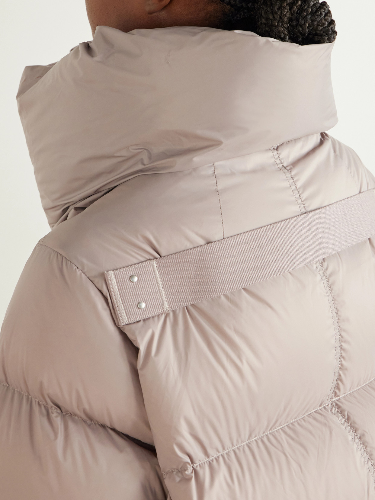 Rick Owens Tower Cropped Shell Down Jacket In Brown