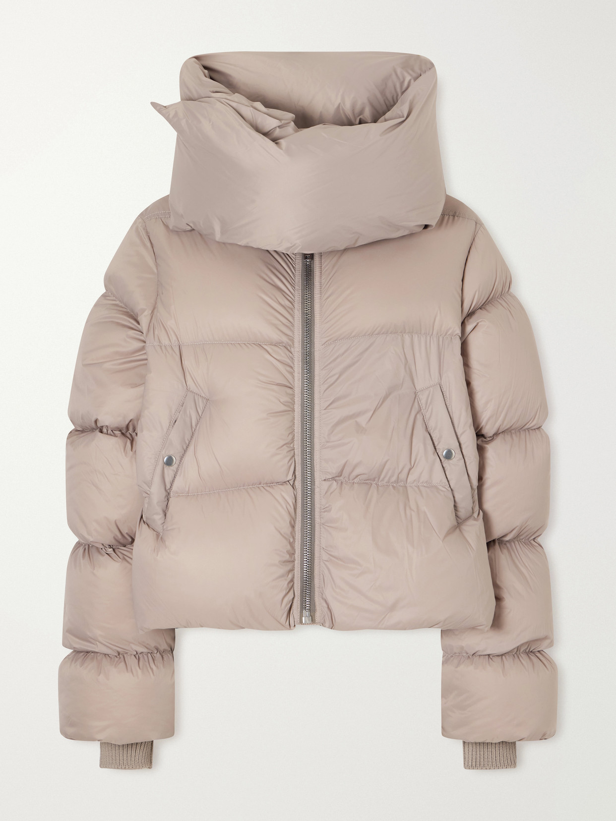 Rick Owens Tower Cropped Shell Down Jacket In Brown