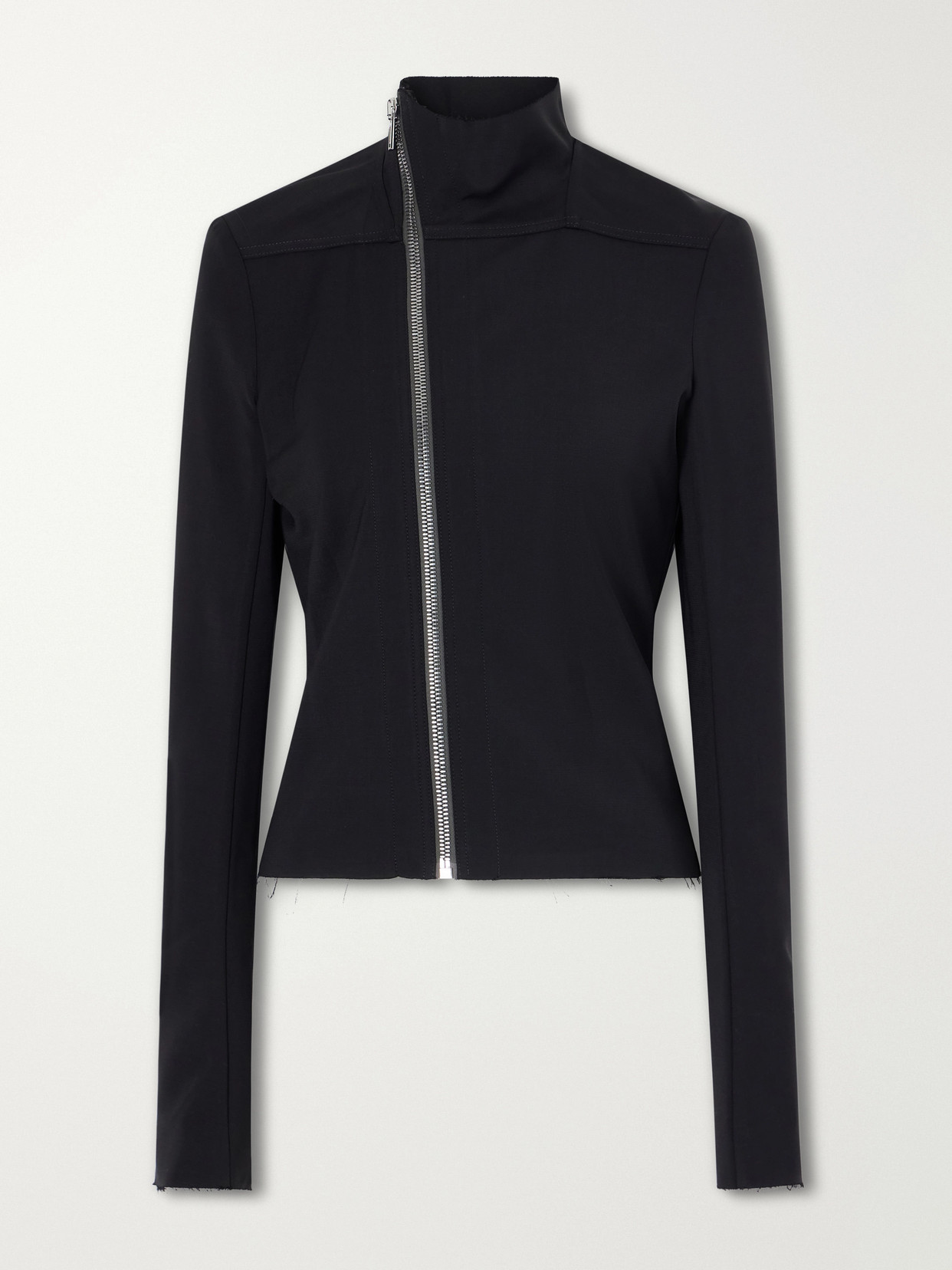 Rick Owens Gary Frayed Wool-blend Jacket In Black