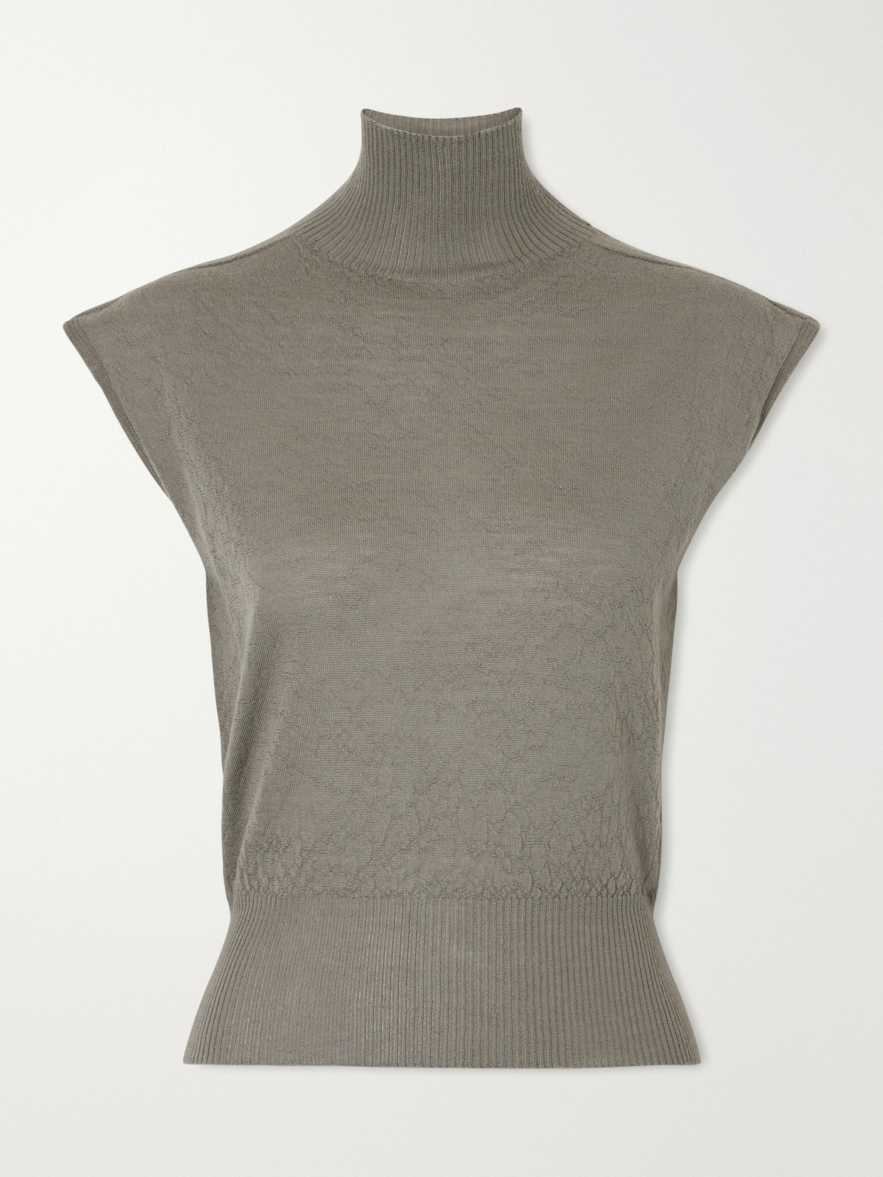 Rick Owens Ribbed Cashmere Top In Gray