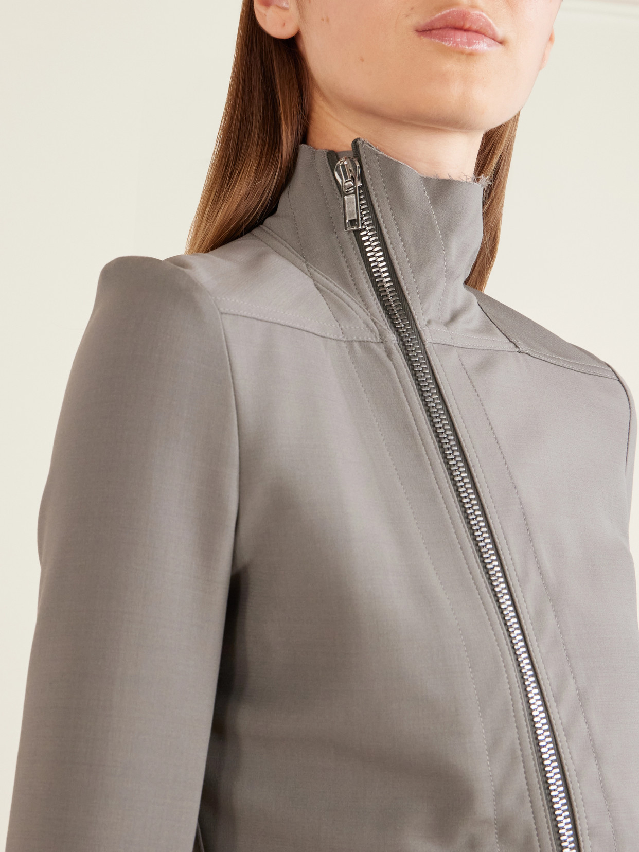 Rick Owens Gary Stretch Wool-blend Jacket In Gray