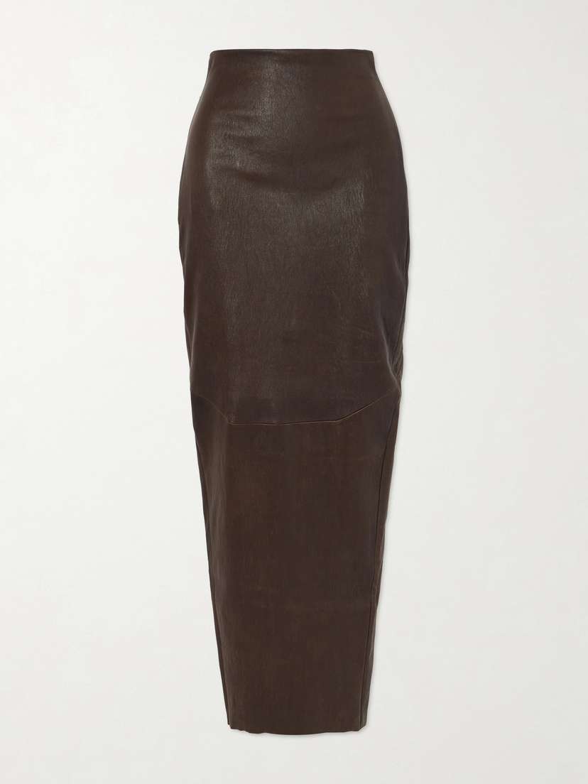 Rick Owens Dirt Pillar Textured-leather Maxi Skirt