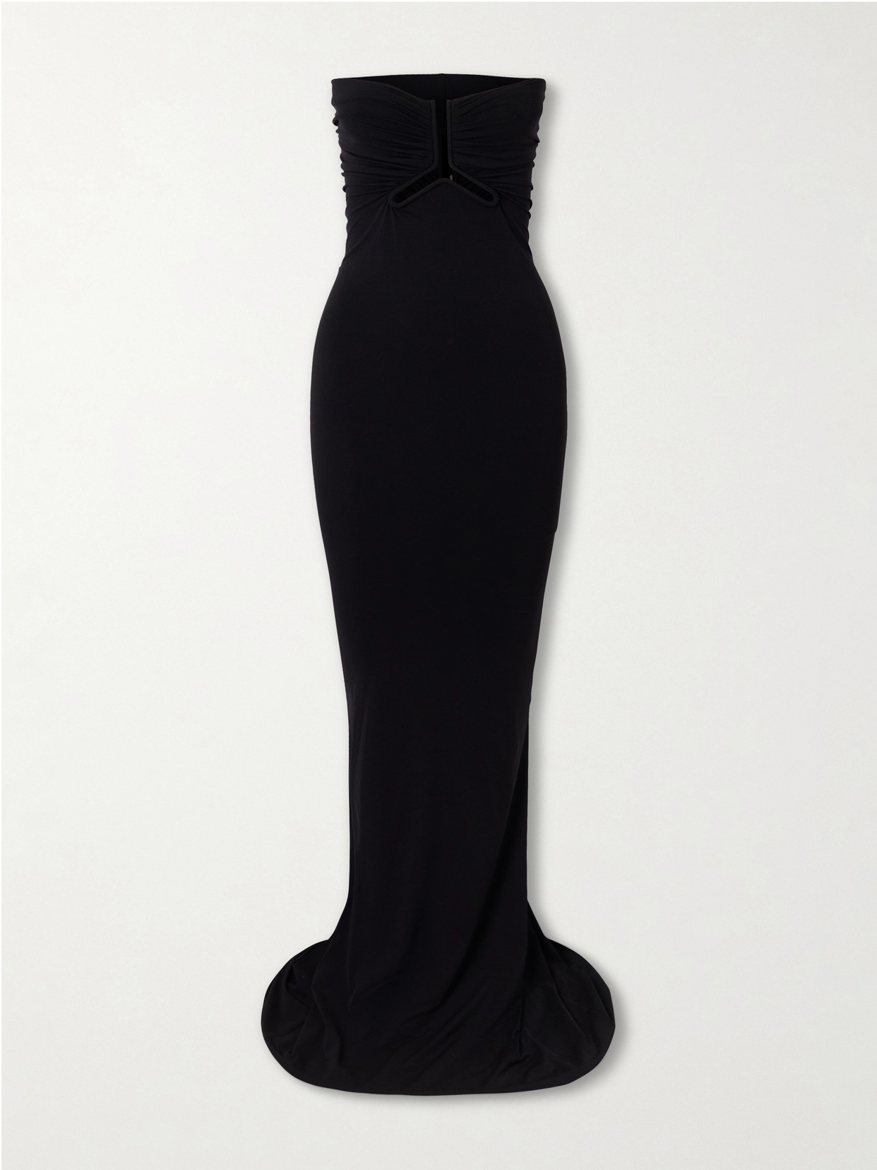 Rick Owens Allanah Strapless Draped Jersey Maxi Dress In Black