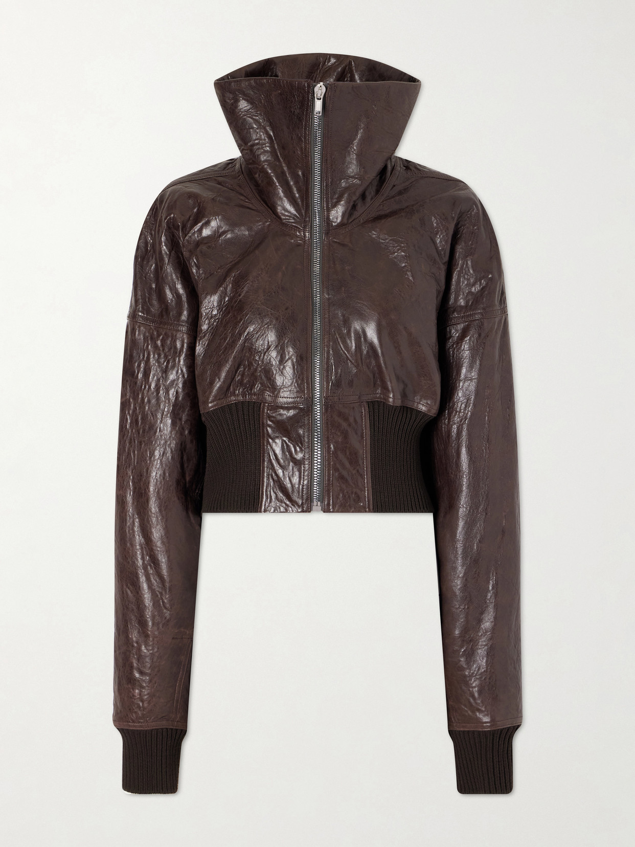 Rick Owens Dracuflight Textured-leather Jacket In Brown