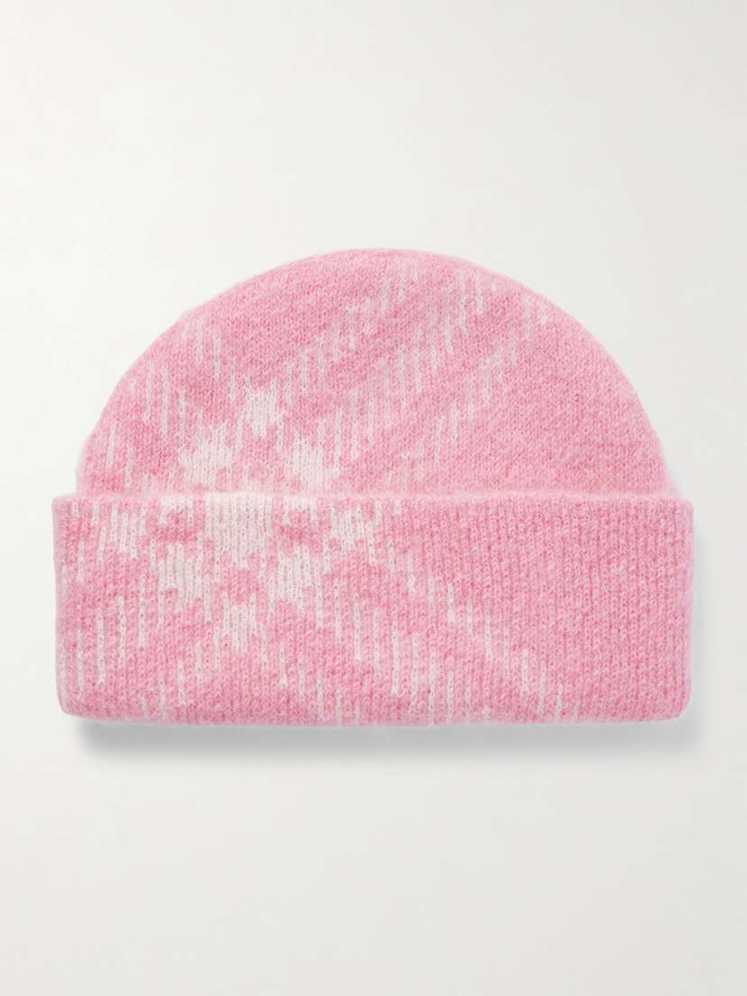 Burberry Checked Mohair-blend Beanie