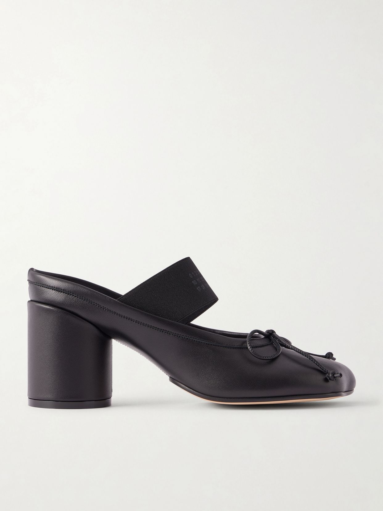 Bow-detailed leather mules