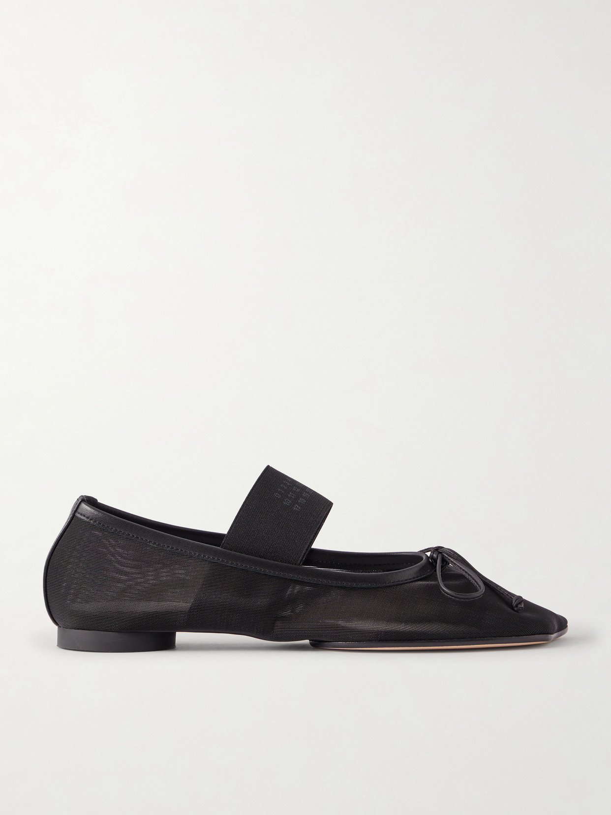 MM6 Maison Margiela - Bow-detailed Leather-trimmed Mesh Ballet Flats - Unknown