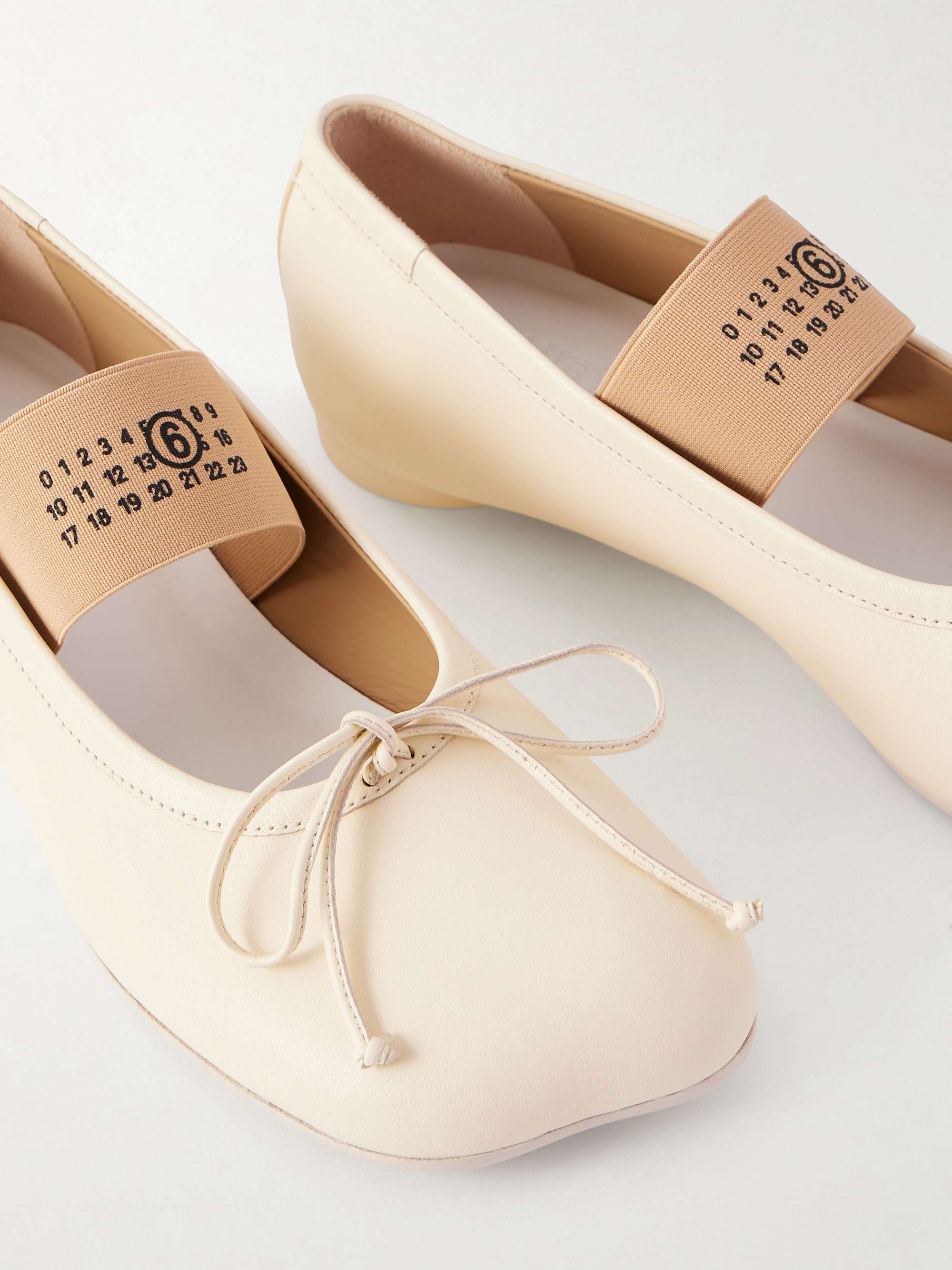 MM6 MAISON MARGIELA Bow-detailed leather ballet flats | NET-A-PORTER