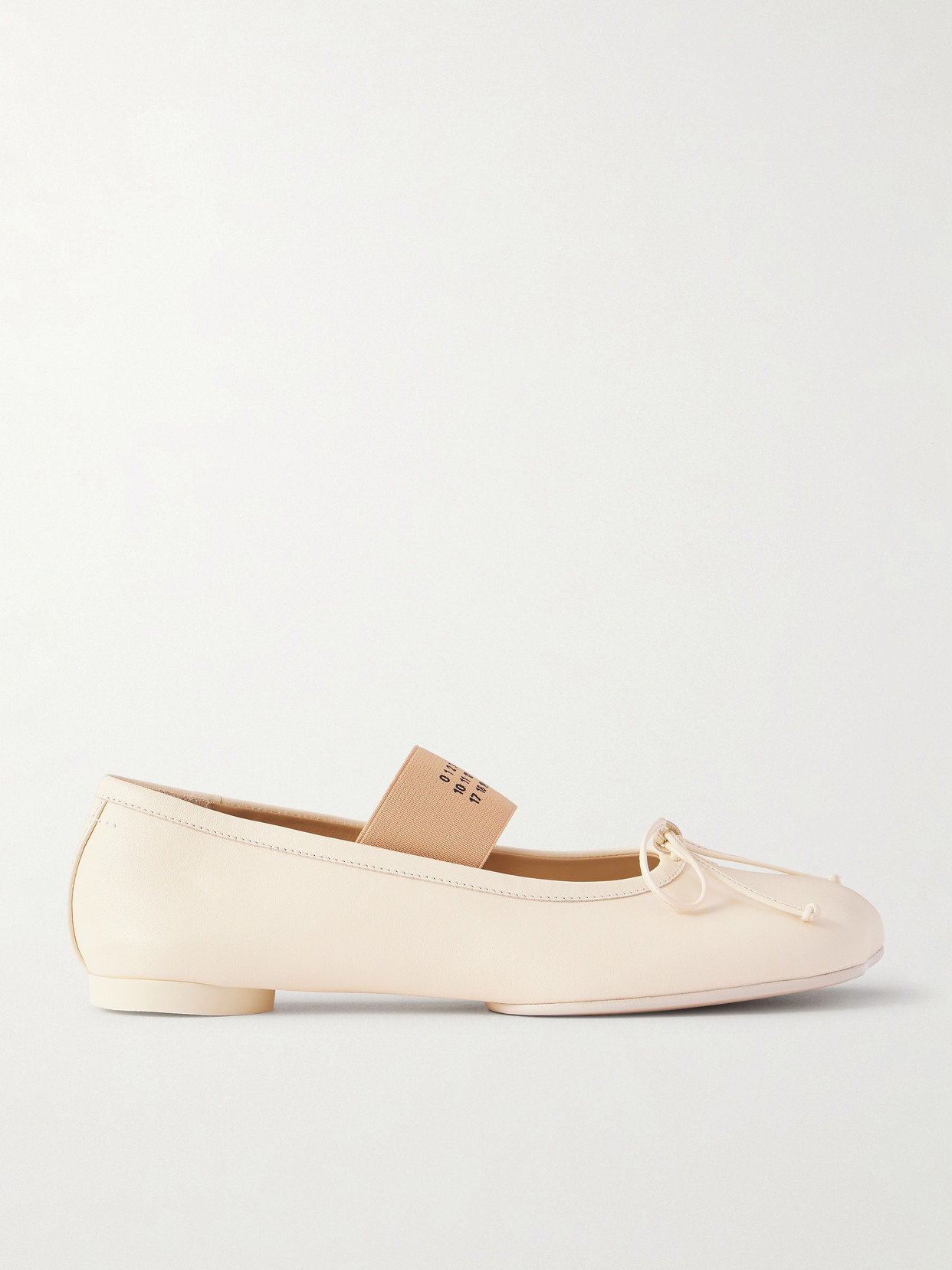 Mm6 Maison Margiela Bow-detailed Leather Ballet Flats In Neutral