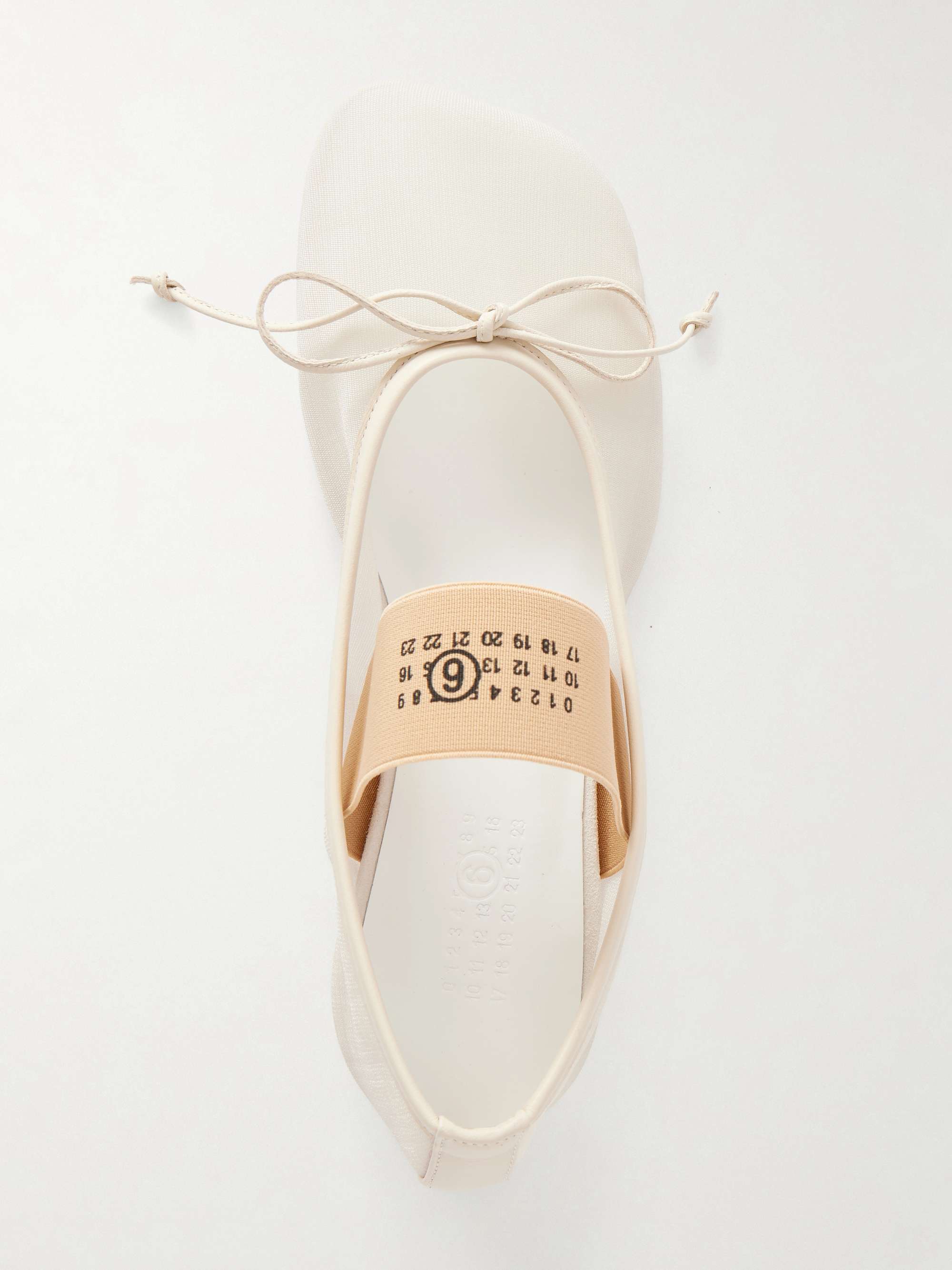 MM6 MAISON MARGIELA Logo-printed leather-trimmed mesh ballet flats